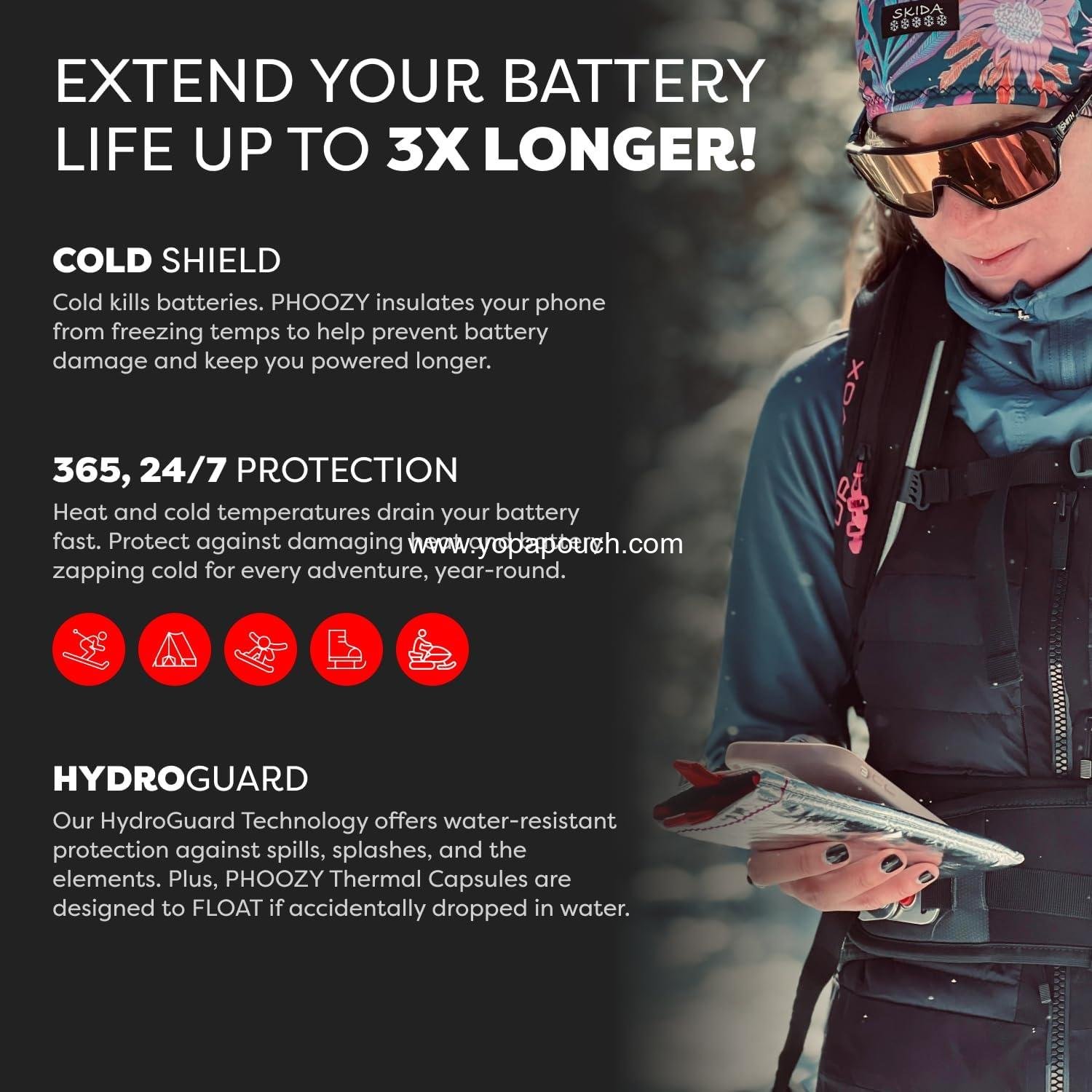 OEM Insulated Thermal Phone Case | Extends Battery Life 3X in Freezing Weather | Cold Resistant Drop Protection | Military Grade Water Resistant | Large Size | Silver | Wholesale Supplier