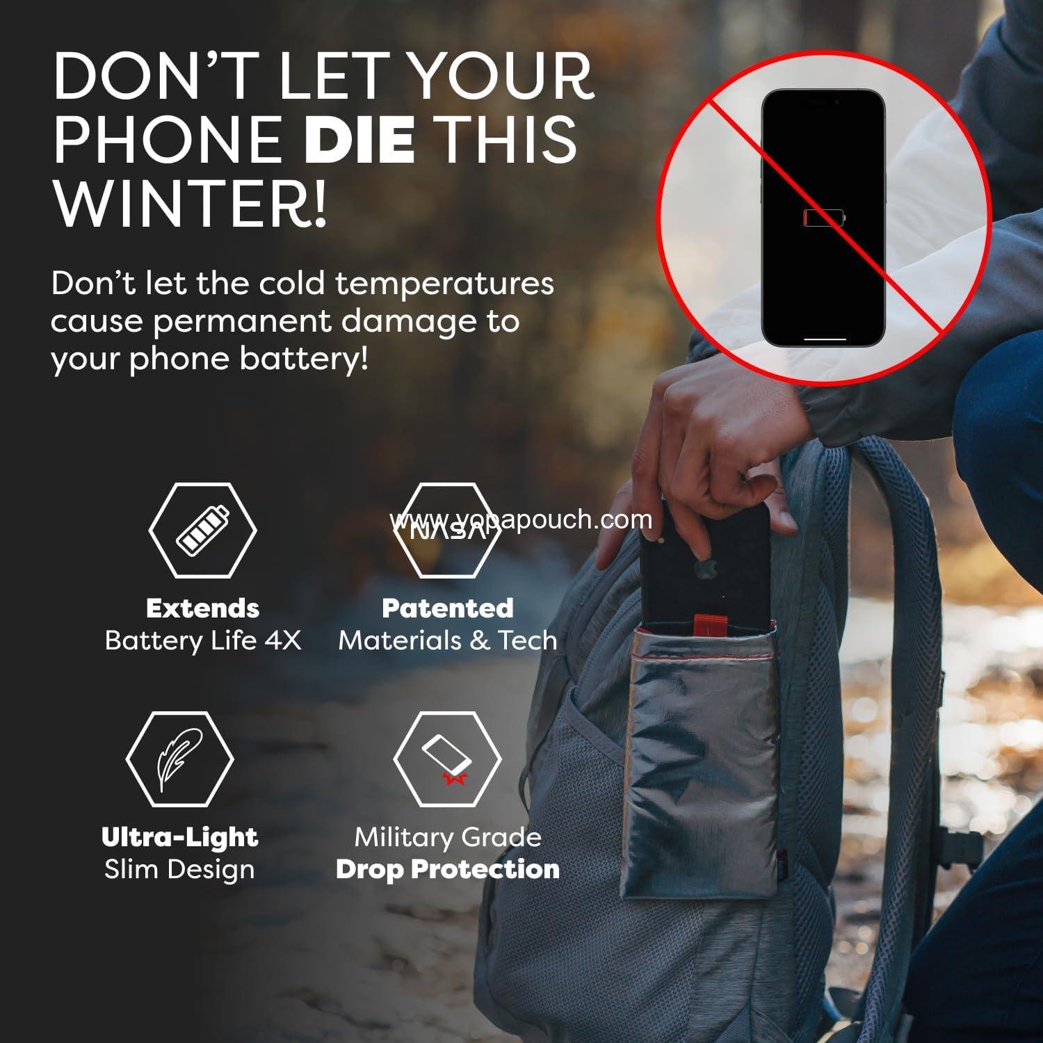 OEM Insulated Thermal Phone Case | Extends Battery Life 3X in Freezing Weather | Cold Resistant Drop Protection | Military Grade Water Resistant | Large Size | Silver | Wholesale Supplier