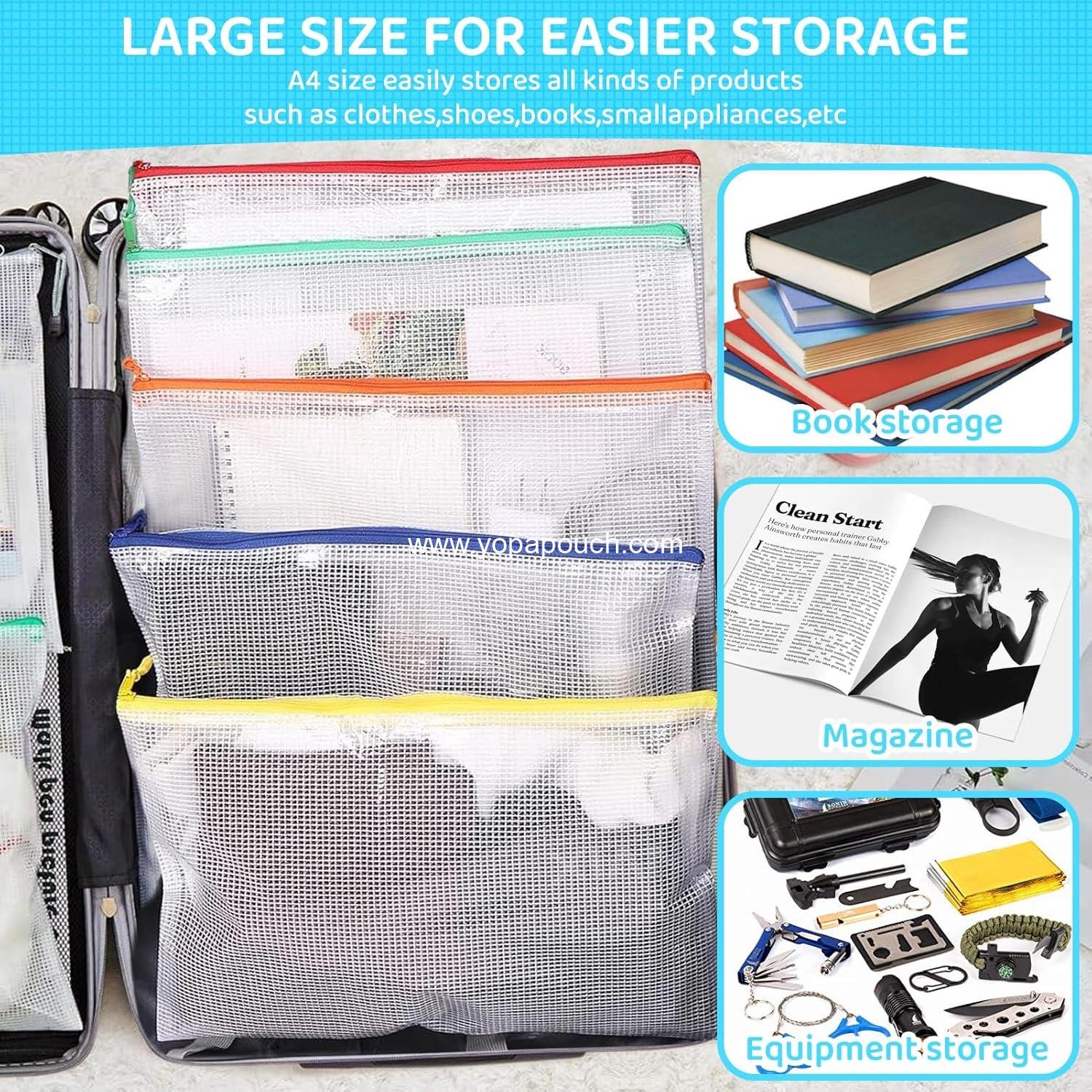 Wholesale 24pcs Mesh Zipper Pouch File Bags, Large Reusable Zipper Pouches 13x9 Inches for Organizing Classroom and Board Games - Supplier