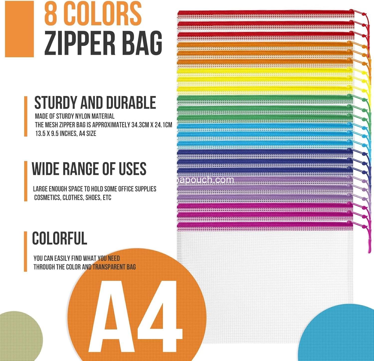 Wholesale 24pcs Mesh Zipper Pouch File Bags, Large Reusable Zipper Pouches 13x9 Inches for Organizing Classroom and Board Games - Supplier