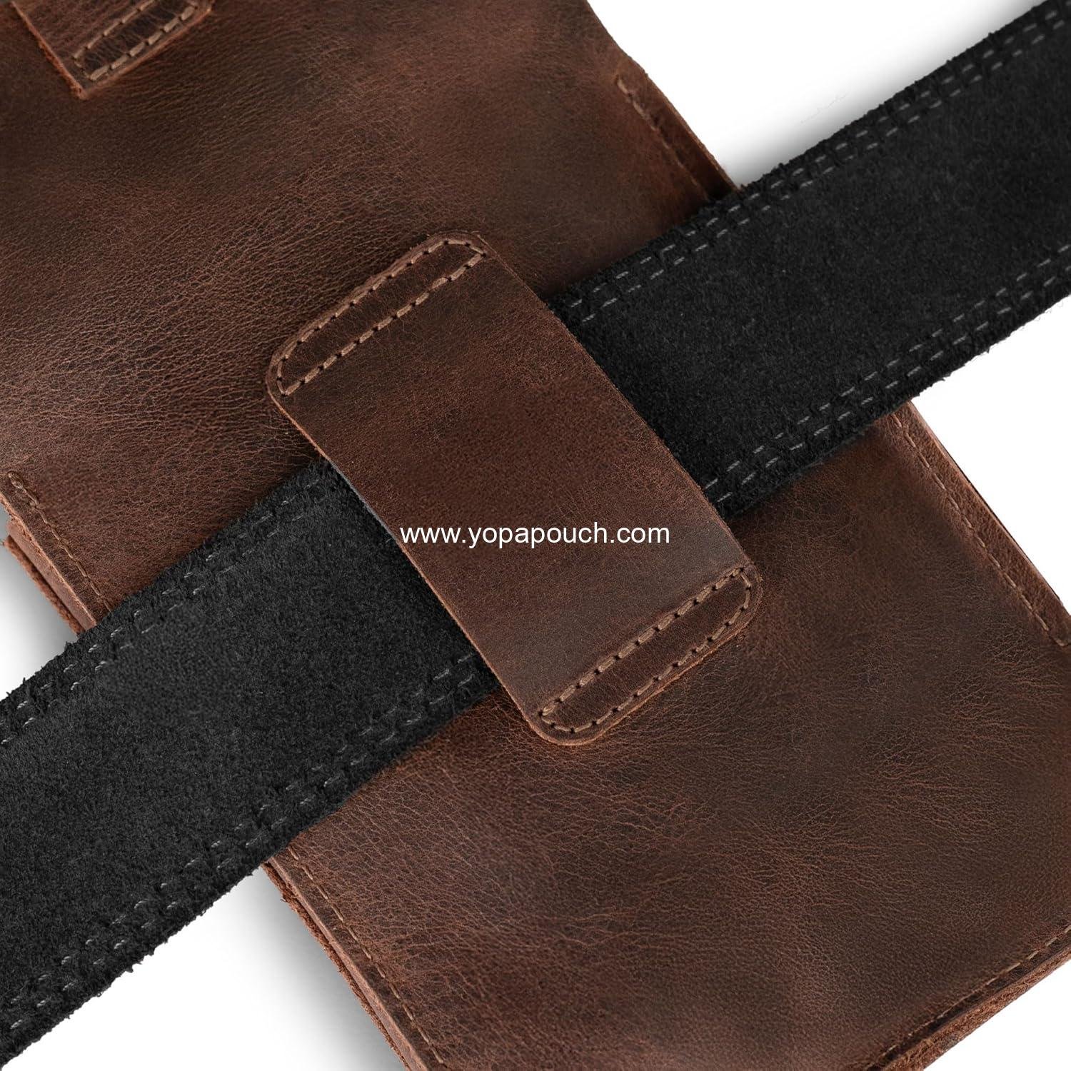 Wholesale Handmade Full Grain Leather Holster Pouch - Durable Waist Bag for Coins, Change, Headphones, and Personal Items - Attaches to Belt - Bourbon Brown Manufacturer