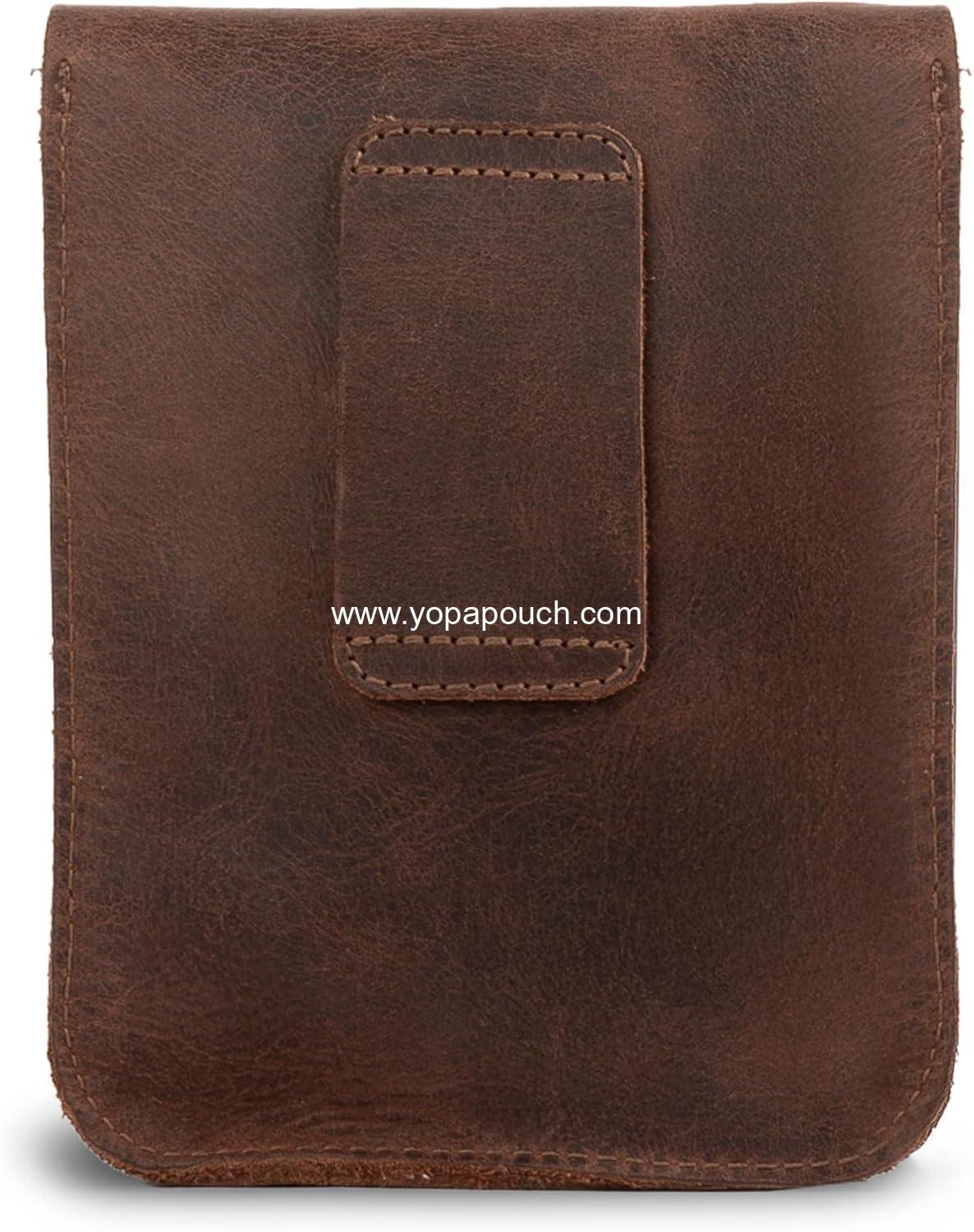 Wholesale Handmade Full Grain Leather Holster Pouch - Durable Waist Bag for Coins, Change, Headphones, and Personal Items - Attaches to Belt - Bourbon Brown Manufacturer