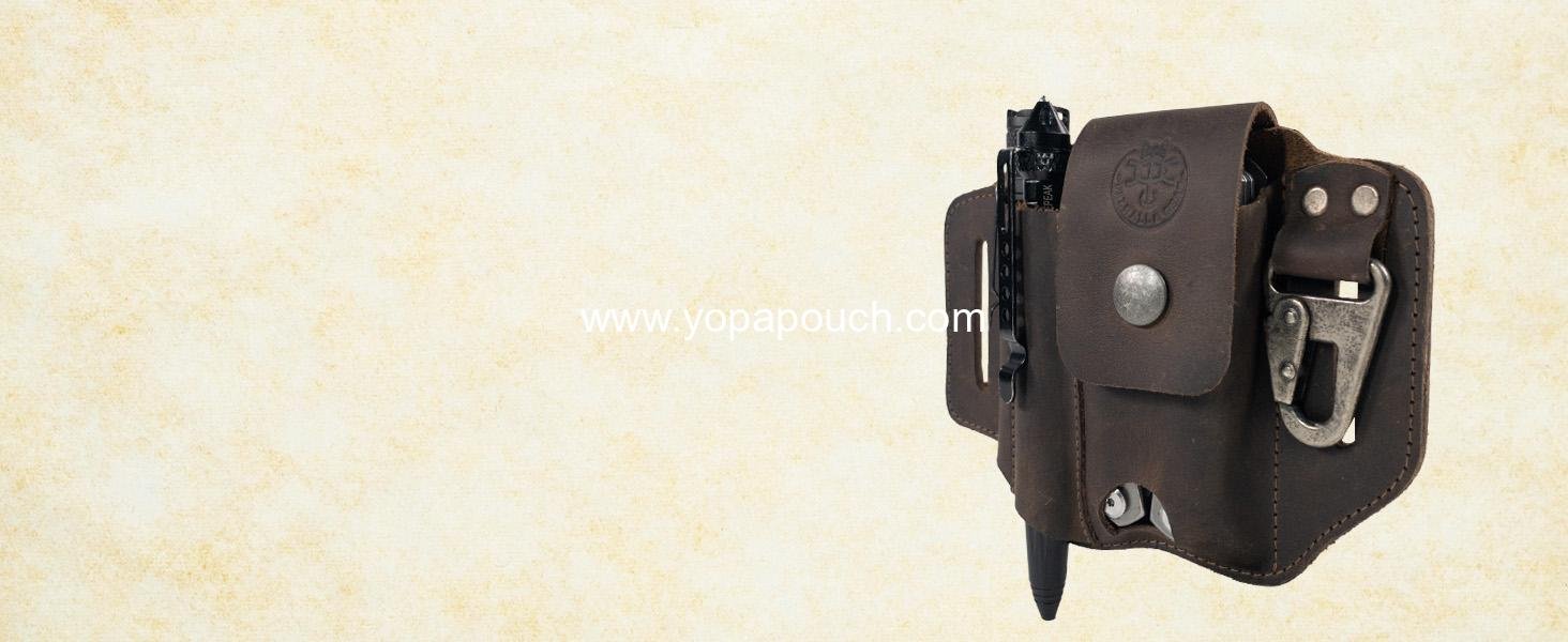 Wholesale Handmade Full Grain Leather Holster Pouch - Durable Waist Bag for Coins, Change, Headphones, and Personal Items - Attaches to Belt - Bourbon Brown Manufacturer