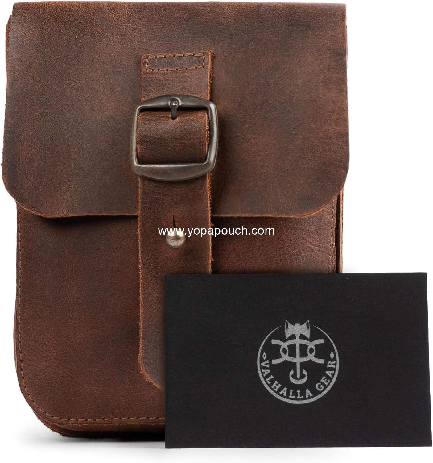 Wholesale Handmade Full Grain Leather Holster Pouch - Durable Waist Bag for Coins, Change, Headphones, and Personal Items - Attaches to Belt - Bourbon Brown Manufacturer