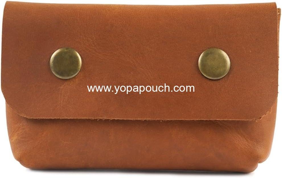 Wholesale Leather Double Button Coin Pouch - Premium Cash & Card Holder, Compact Cable Organizer, Travel Makeup Bag, Handmade Vintage Leather Accessories, Multipurpose Wallet - Supplier