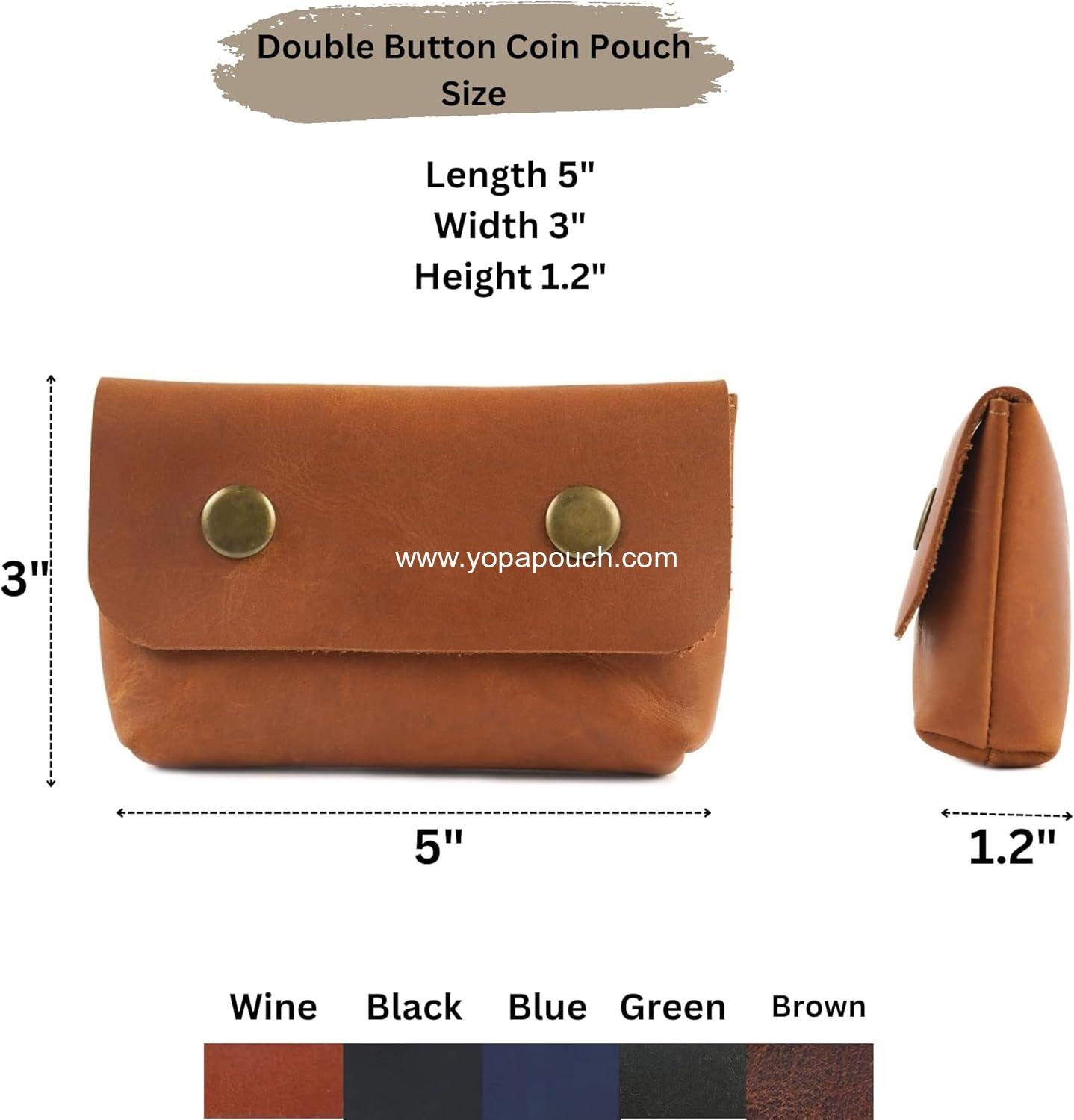 Wholesale Leather Double Button Coin Pouch - Premium Cash & Card Holder, Compact Cable Organizer, Travel Makeup Bag, Handmade Vintage Leather Accessories, Multipurpose Wallet - Supplier