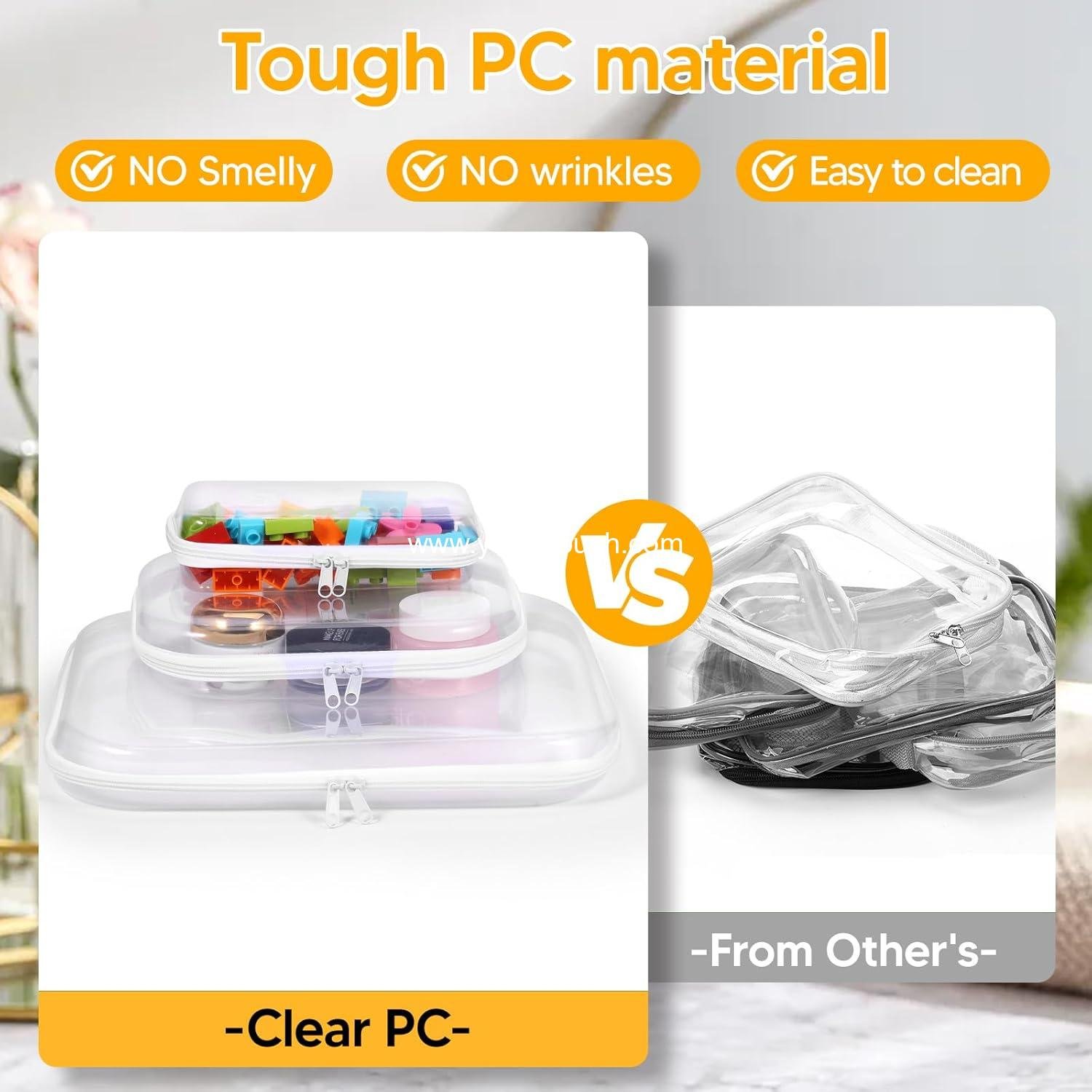 Wholesale 3 Pcs Clear Zipper Pouch, PVC Cosmetic Travel Bag, Portable Organizer Bins, Durable Makeup Bags for Toy Storage & Pencil Case (13.8 + 9.9 + 7.5 Inch) Supplier