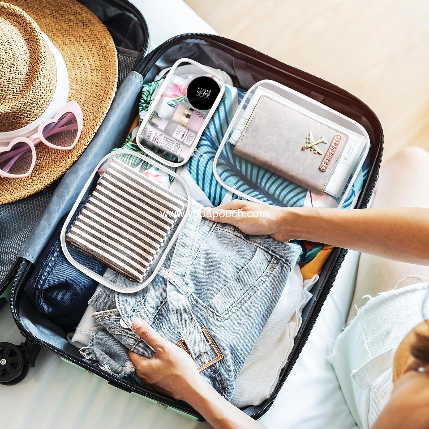 Wholesale 3 Pcs Clear Zipper Pouch, PVC Cosmetic Travel Bag, Portable Organizer Bins, Durable Makeup Bags for Toy Storage & Pencil Case (13.8 + 9.9 + 7.5 Inch) Supplier