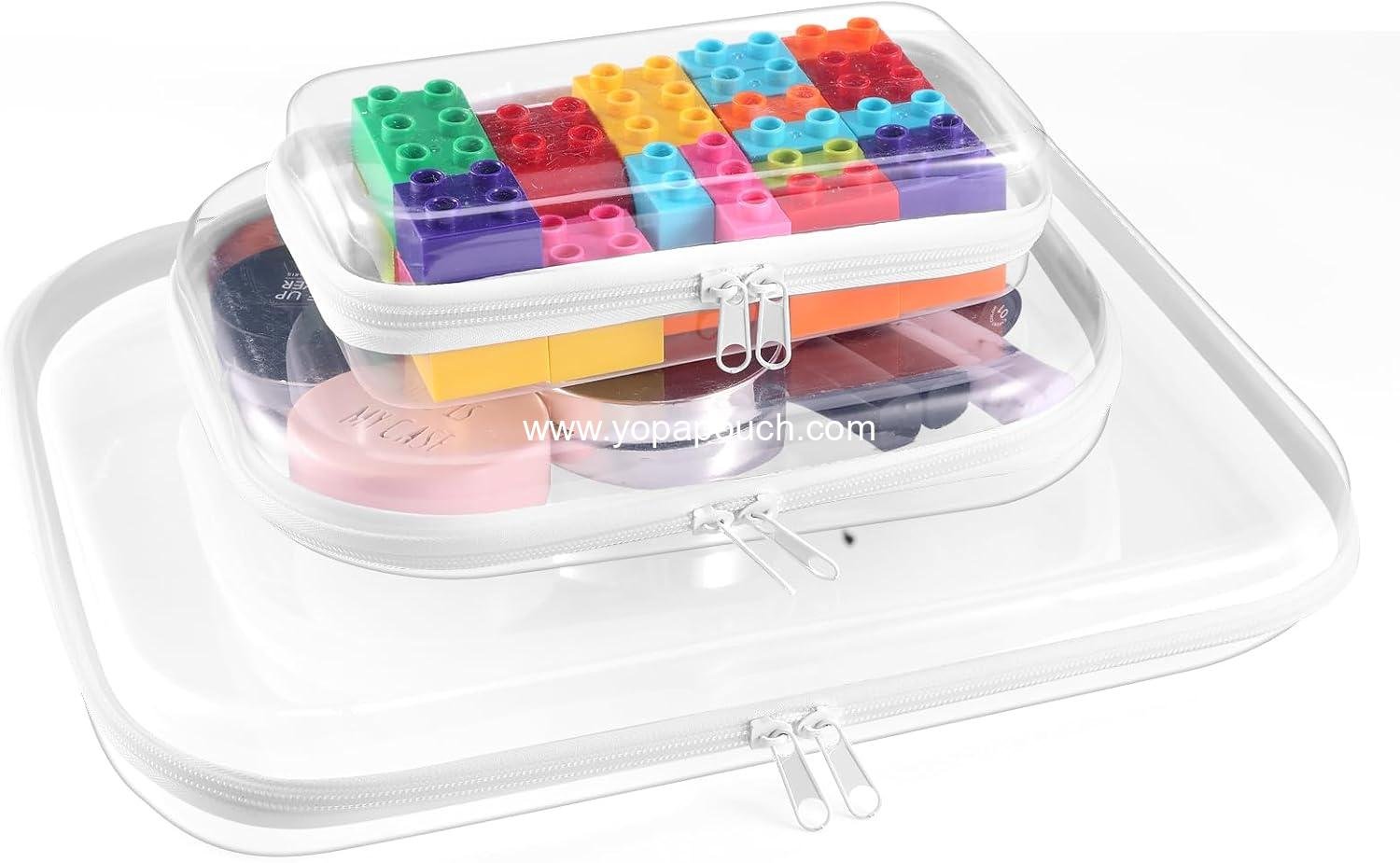 Wholesale 3 Pcs Clear Zipper Pouch, PVC Cosmetic Travel Bag, Portable Organizer Bins, Durable Makeup Bags for Toy Storage & Pencil Case (13.8 + 9.9 + 7.5 Inch) Supplier