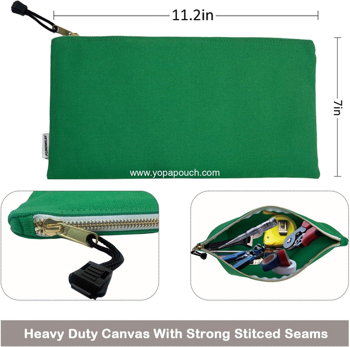 Wholesale 8 Pack Canvas Tool Bag Zipper Pouch - Heavy Duty 16 oz. Utility Pouches, Multipurpose Storage Organizer Tote Bags with Metal Zippers, 12.5 x 7-Inch, Supplier