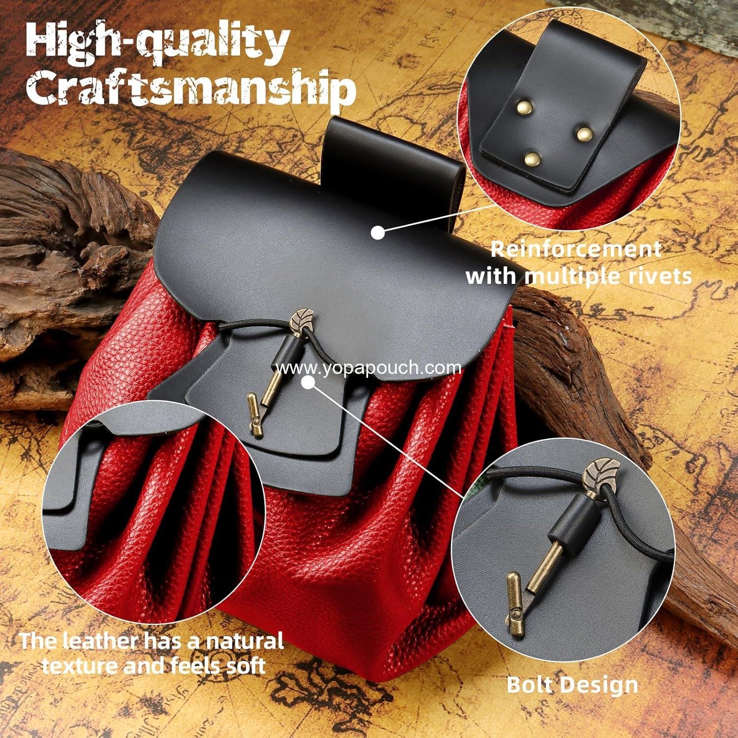 Wholesale Women’s Viking Medieval Belt Pouch, Faux Leather Waist Bag for Ren Fair Costume Accessories - Manufacturer