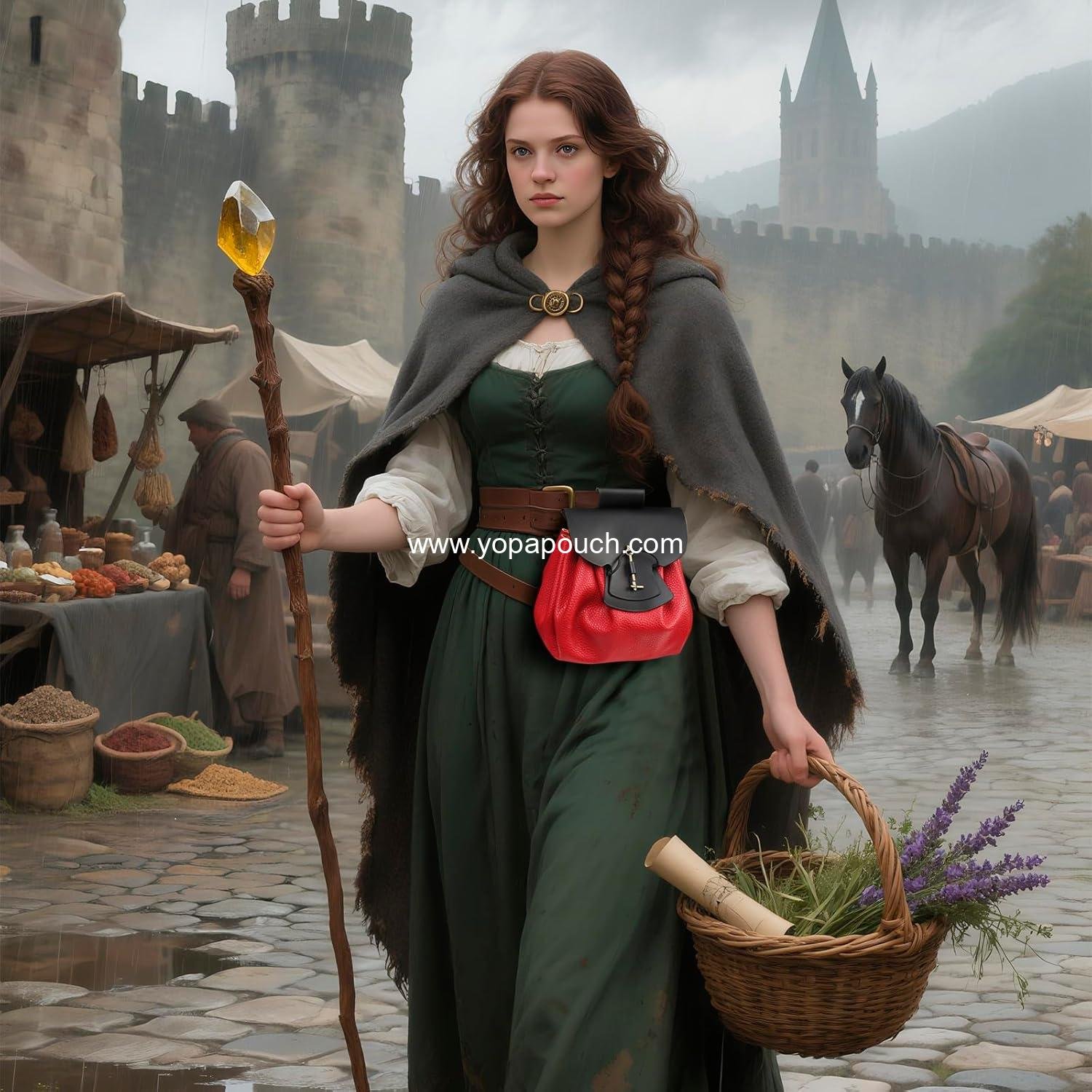 Wholesale Women’s Viking Medieval Belt Pouch, Faux Leather Waist Bag for Ren Fair Costume Accessories - Manufacturer