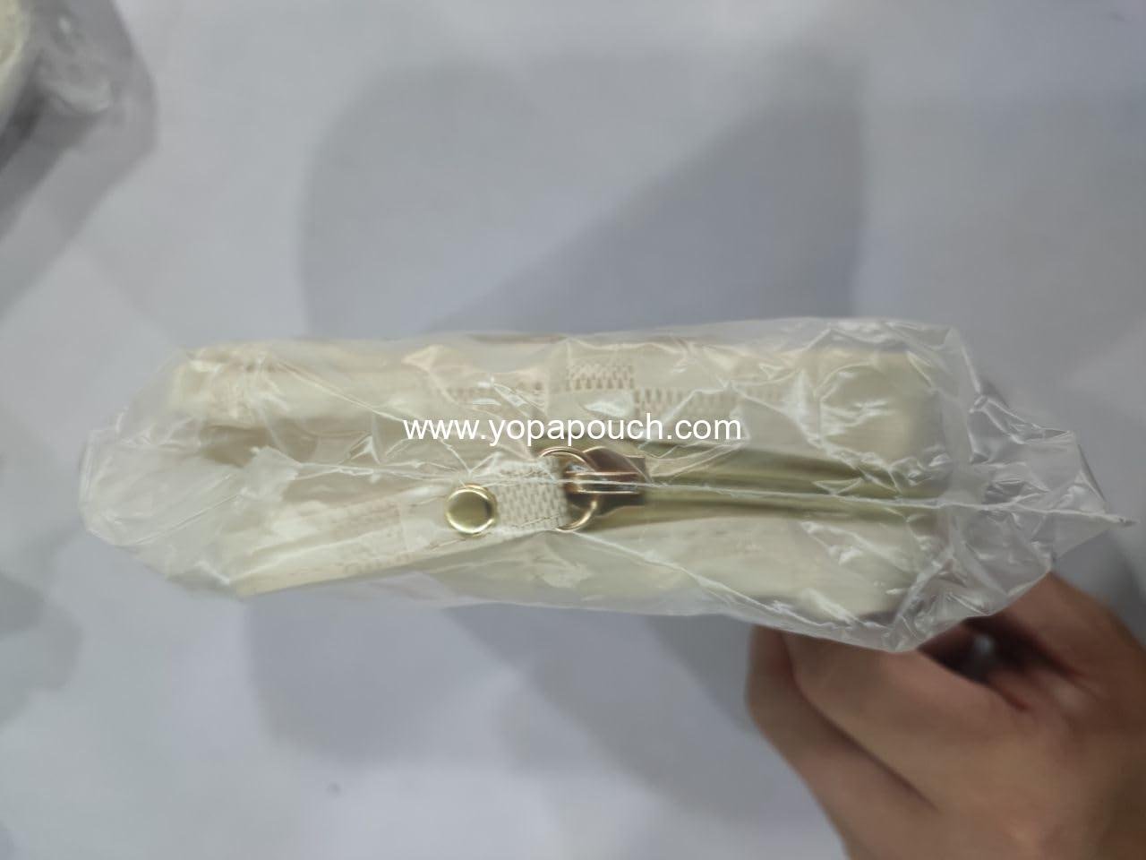 Wholesale Checkered Small Makeup Bag for Purse, Leather Mini Cosmetic Bag with Slip-in Pockets for Women, Cute 9.5x5.5 Inches Pouch, Supplier