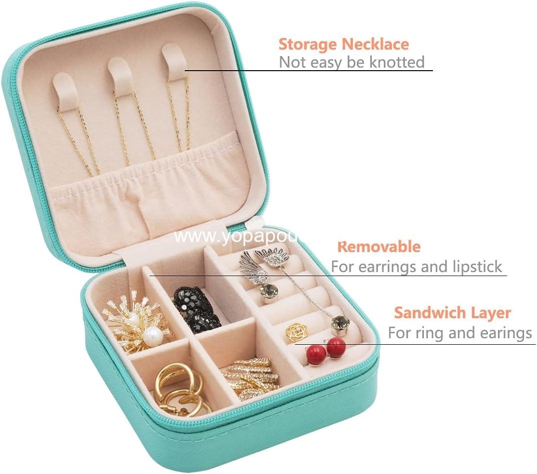 Wholesale Mini Jewelry Travel Case - Small Portable Organizer Box for Rings, Earrings, Necklaces - Perfect Gifts for Women, Girls, Weddings, Birthdays, New Year, Christmas (Blue) Supplier