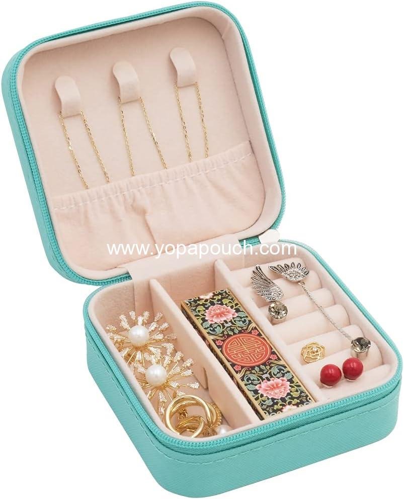 Wholesale Mini Jewelry Travel Case - Small Portable Organizer Box for Rings, Earrings, Necklaces - Perfect Gifts for Women, Girls, Weddings, Birthdays, New Year, Christmas (Blue) Supplier