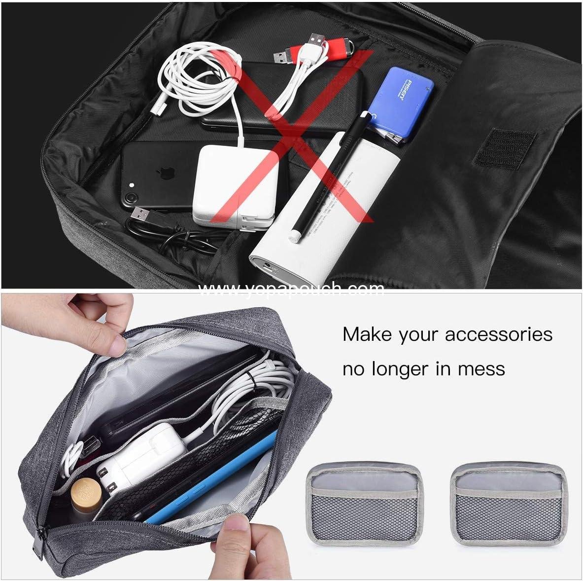 Wholesale Universal Electronics Accessories Carrying Case Set, 2PCS Large + Small Portable Storage Pouch, Travel Cosmetic Bag, Cable Organizer for Hard Drive, Mouse, Power Bank, Adapter, Cellphone, Space Gray, Supplier