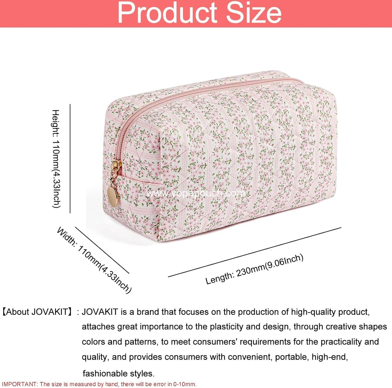 Wholesale Square Makeup Bag Cute Floral Cosmetic Pouch for Women, Aesthetic Toiletry Organizer, Zipper Travel Makeup Bag (Pink Floral) Supplier