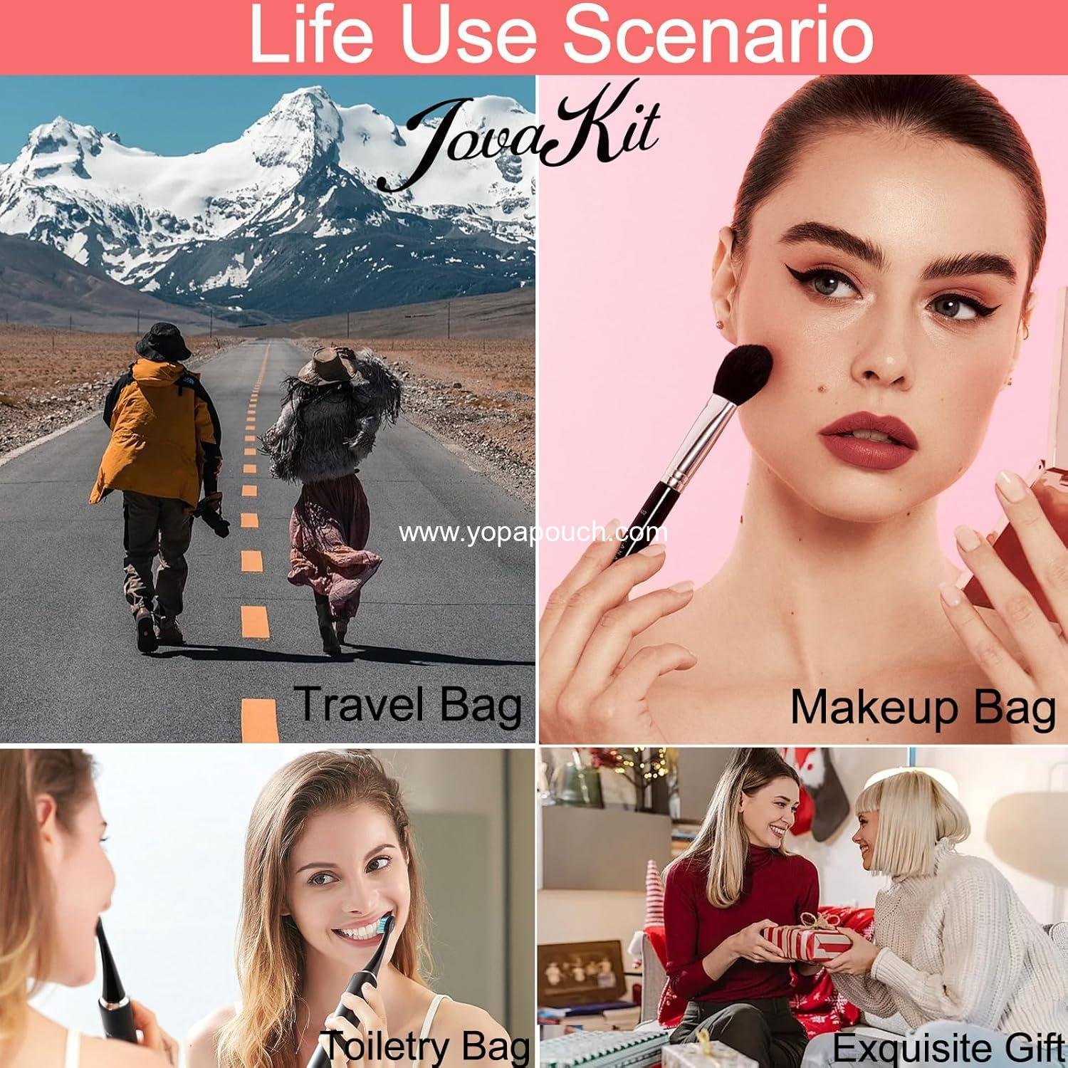 Wholesale Square Makeup Bag Cute Floral Cosmetic Pouch for Women, Aesthetic Toiletry Organizer, Zipper Travel Makeup Bag (Pink Floral) Supplier