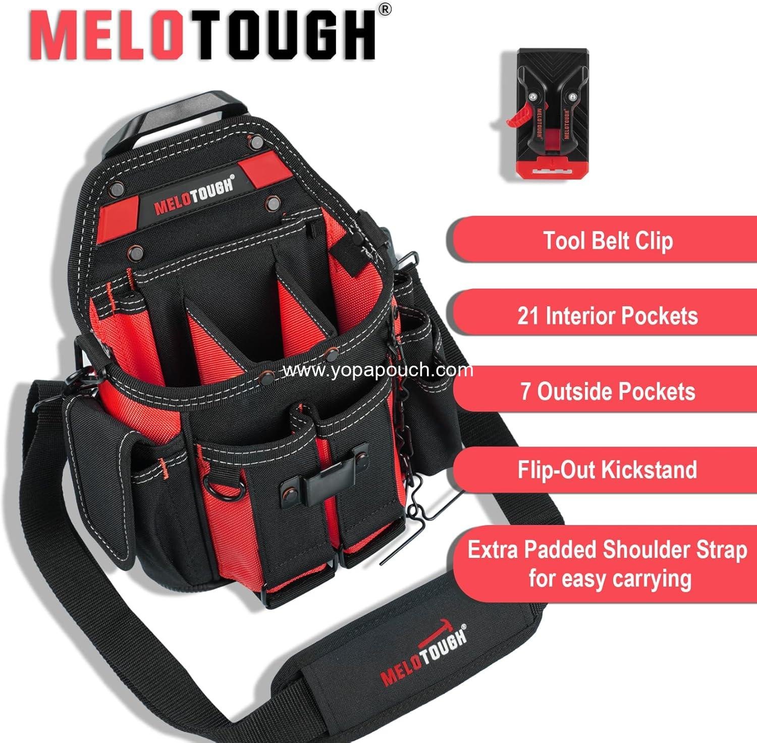 Wholesale Professional Electrician Tool Pouch Bag with Shoulder Strap and Belt Clip for Quick Attachment and Release - Manufacturer
