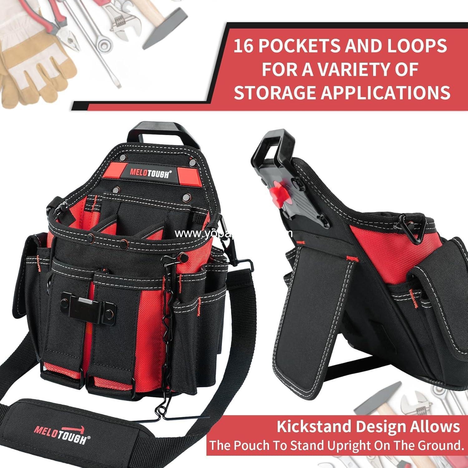 Wholesale Professional Electrician Tool Pouch Bag with Shoulder Strap and Belt Clip for Quick Attachment and Release - Manufacturer