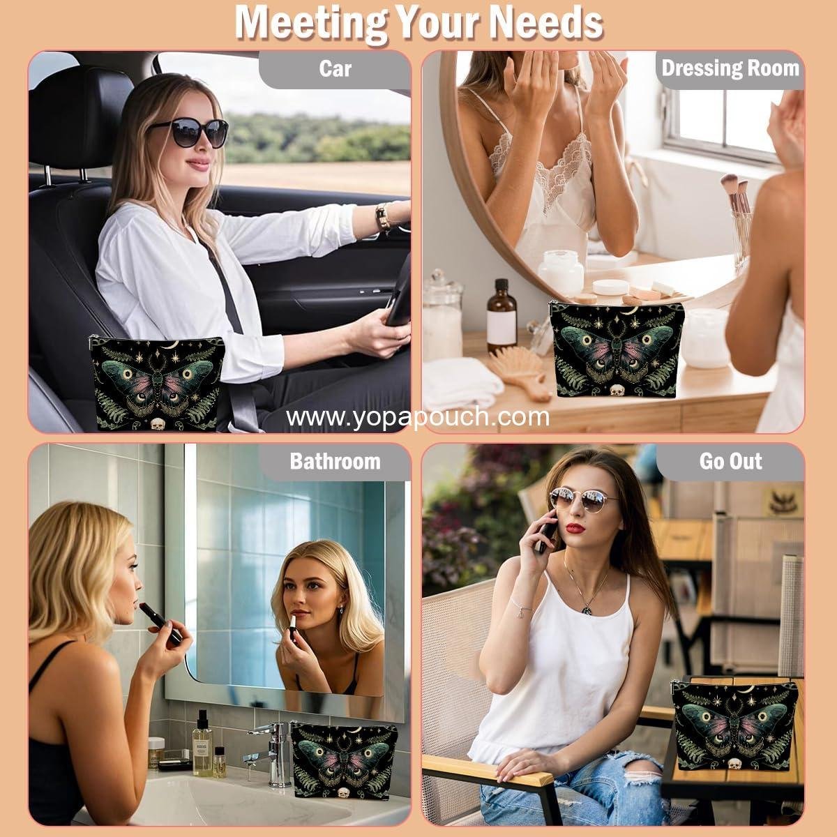 Wholesale Butterfly Moth Makeup Bag, Gothic Travel Pouch and Cosmetic Organizer, Witchy Gifts for Women, Girls, Daughters, Sisters, Coworkers, Friends, Bestie, Graduation, and Birthday Gifts - Supplier