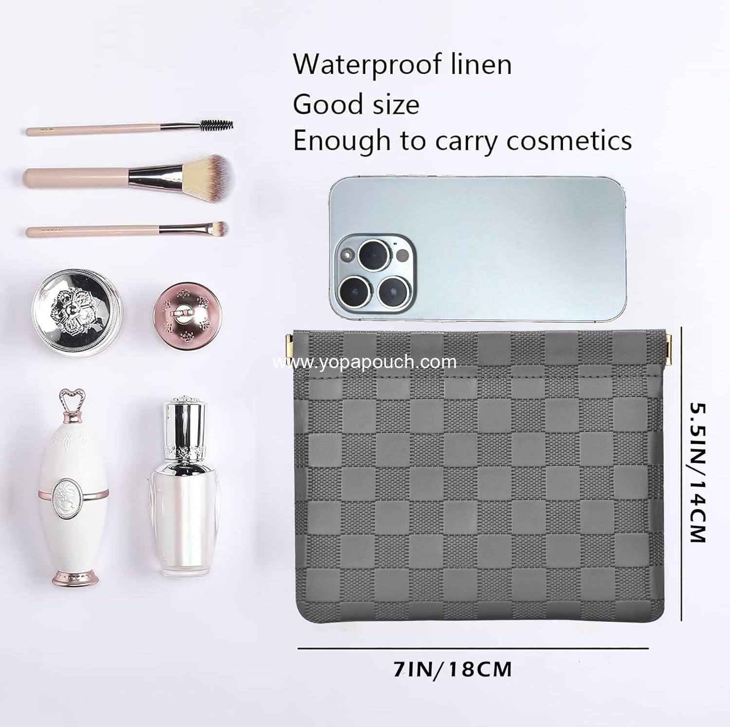 Wholesale Waterproof Leather Pocket Cosmetic Bag for Purse - Coin Purse and Lipstick Organizer, Travel Kit Storage Pouch, Portable No Zipper Self-closing Small Makeup Pouch for Women - Supplier