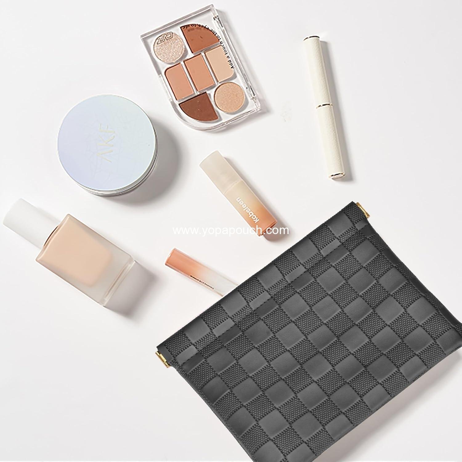 Wholesale Waterproof Leather Pocket Cosmetic Bag for Purse - Coin Purse and Lipstick Organizer, Travel Kit Storage Pouch, Portable No Zipper Self-closing Small Makeup Pouch for Women - Supplier