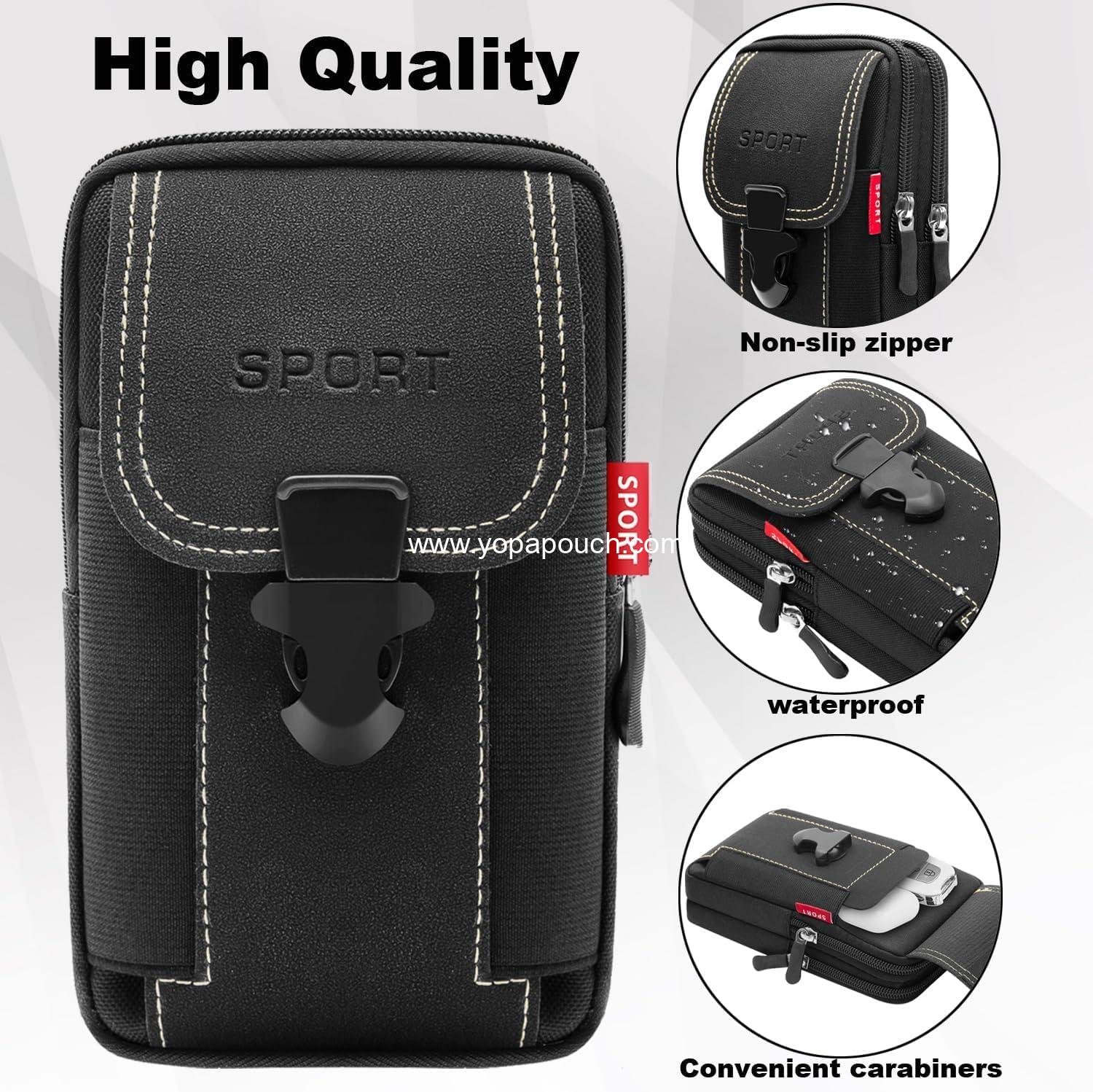 Wholesale Tactical Cell Phone Holster with 2 Belt Pouches for Men - Black Cell Phone Holder for Belt - Cell Phone Holster with Belt Loop Supplier