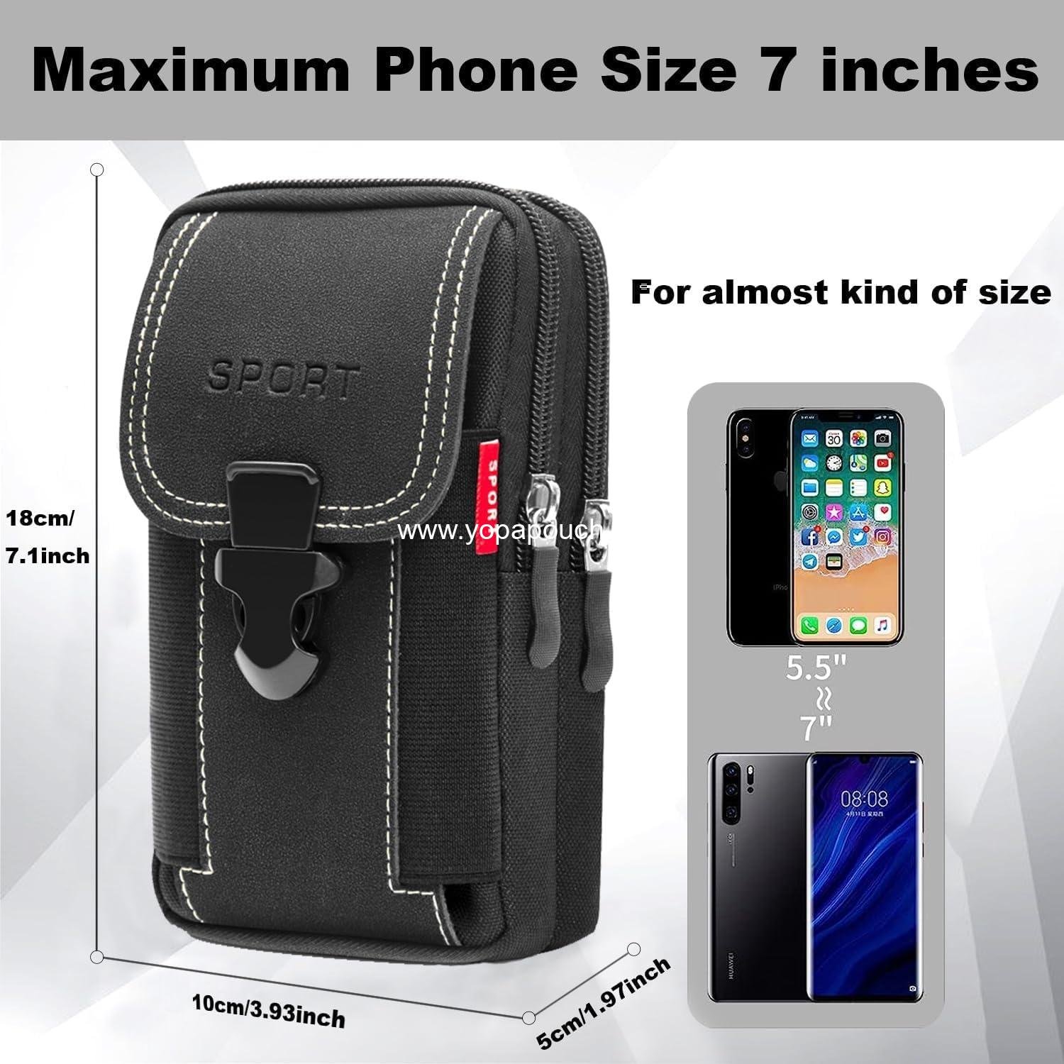 Wholesale Tactical Cell Phone Holster with 2 Belt Pouches for Men - Black Cell Phone Holder for Belt - Cell Phone Holster with Belt Loop Supplier