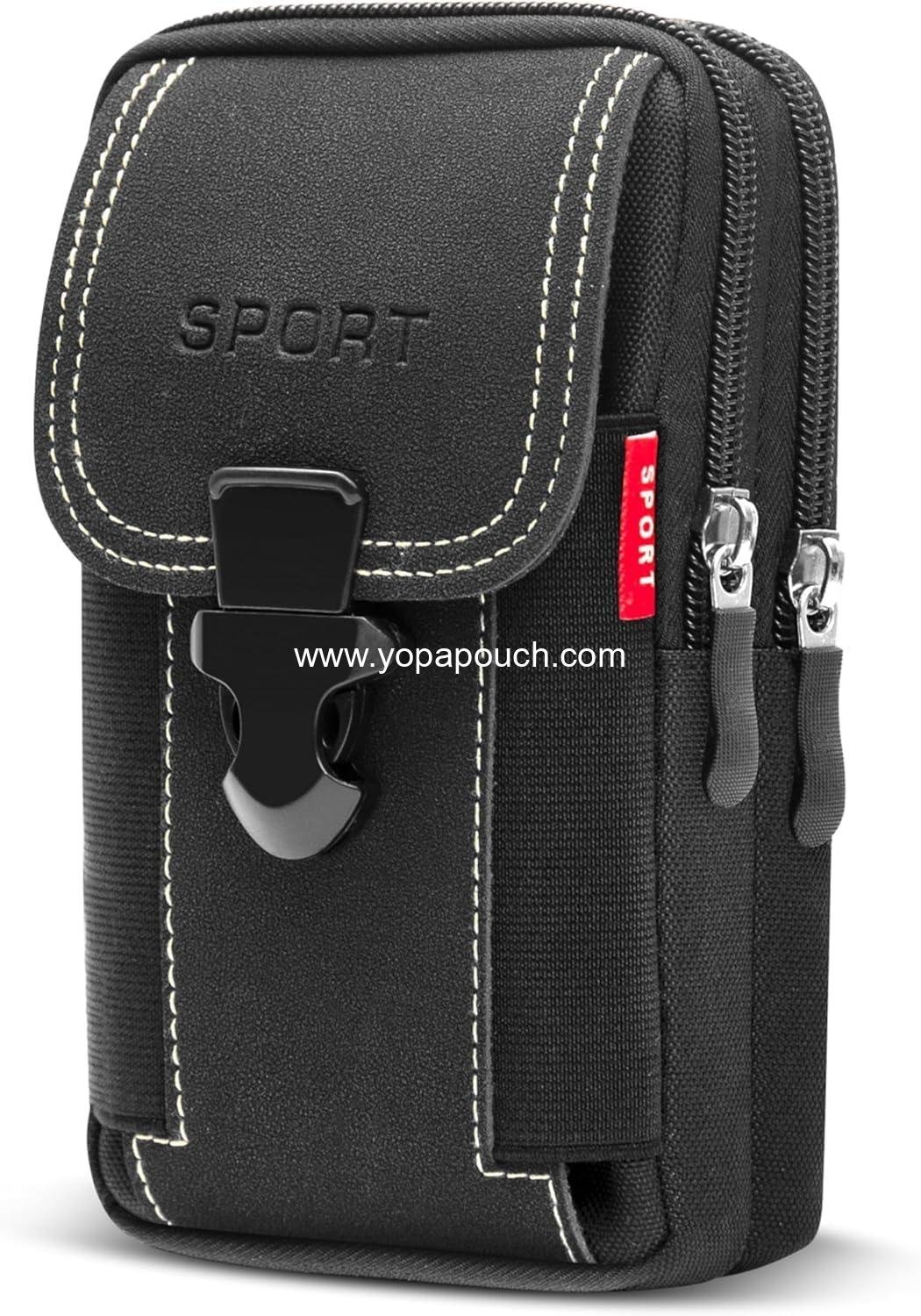 Tactical Cell Phone Holster with 2 Phone Bag Belt Pouches for Men Cell Phone Holsters for Men Black Cell Phone Holder for Belt Cell Phon e Holster with Belt Loop