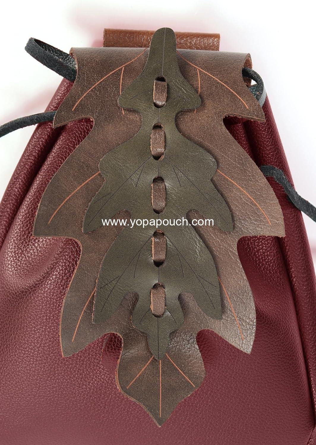 Wholesale Leaf Design Belt Pouch Fanny Pack Waist Drawstring Bag for Medieval Fairy Costume Accessories Supplier