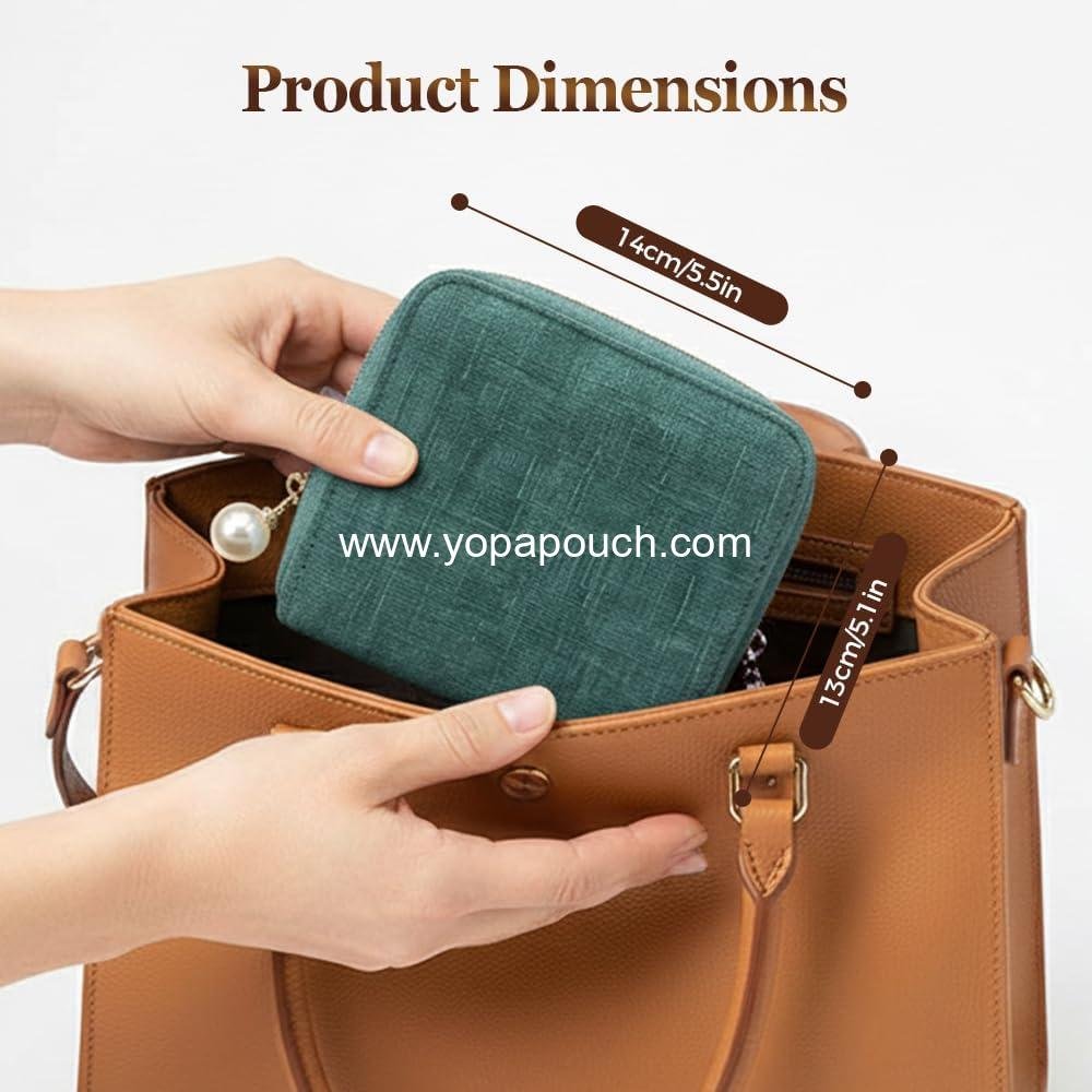 Wholesale Travel Jewelry Case - Portable Zippered Pocket Organizer for Bracelets, Rings, and Earrings - Velvet Storage Bag (Green) - Supplier