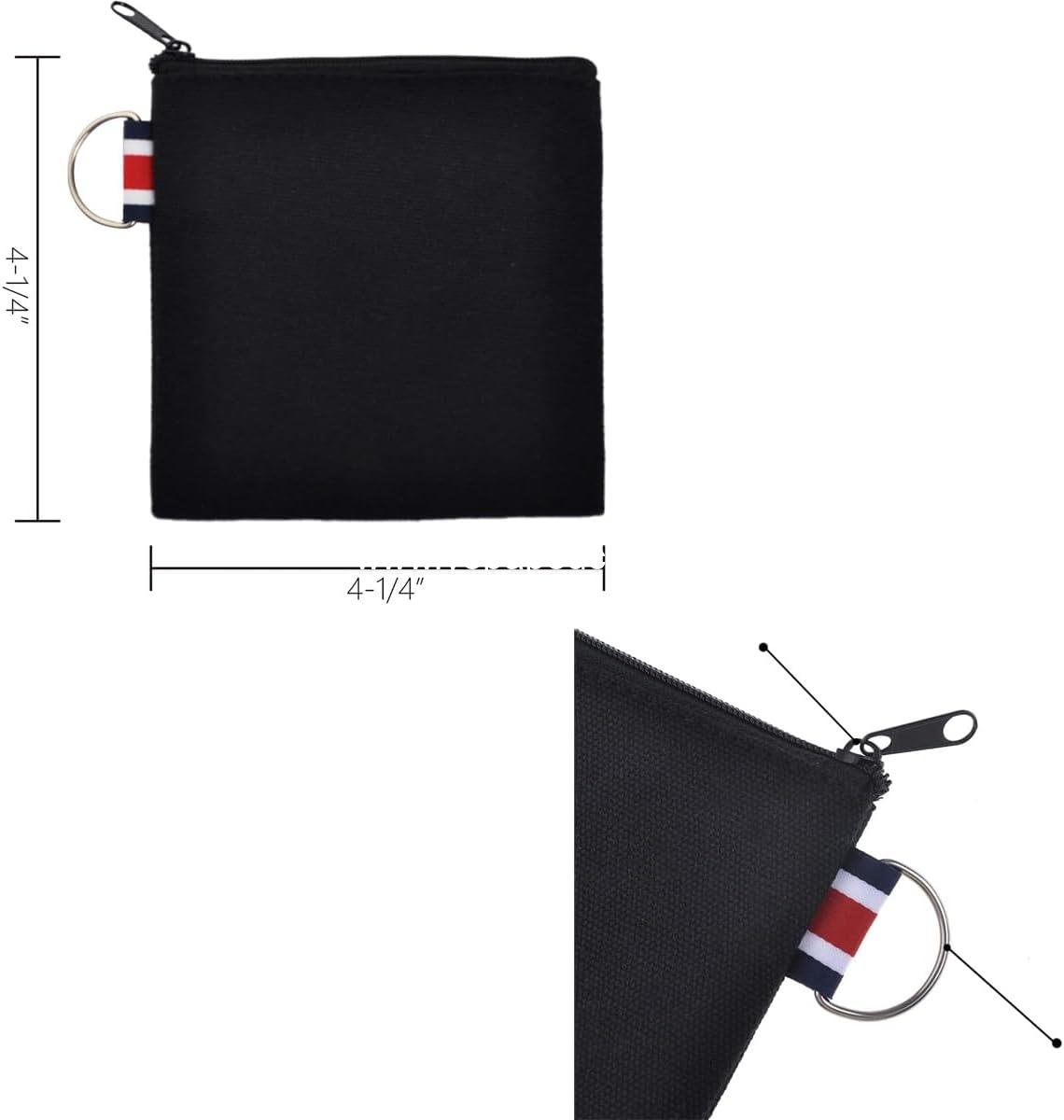 OEM 3 Pack Small Canvas Zipper Pouch with Hanging Ring - Square Pocket Travel Storage Organizer Case for Makeup, Lipstick, Coins, Earphones, Charger Cables - Mini Toiletry Bag - Wholesale Supplier