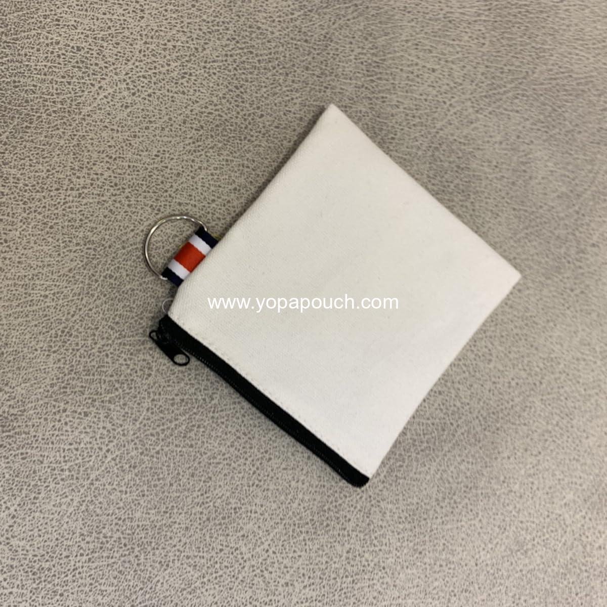 OEM 3 Pack Small Canvas Zipper Pouch with Hanging Ring - Square Pocket Travel Storage Organizer Case for Makeup, Lipstick, Coins, Earphones, Charger Cables - Mini Toiletry Bag - Wholesale Supplier