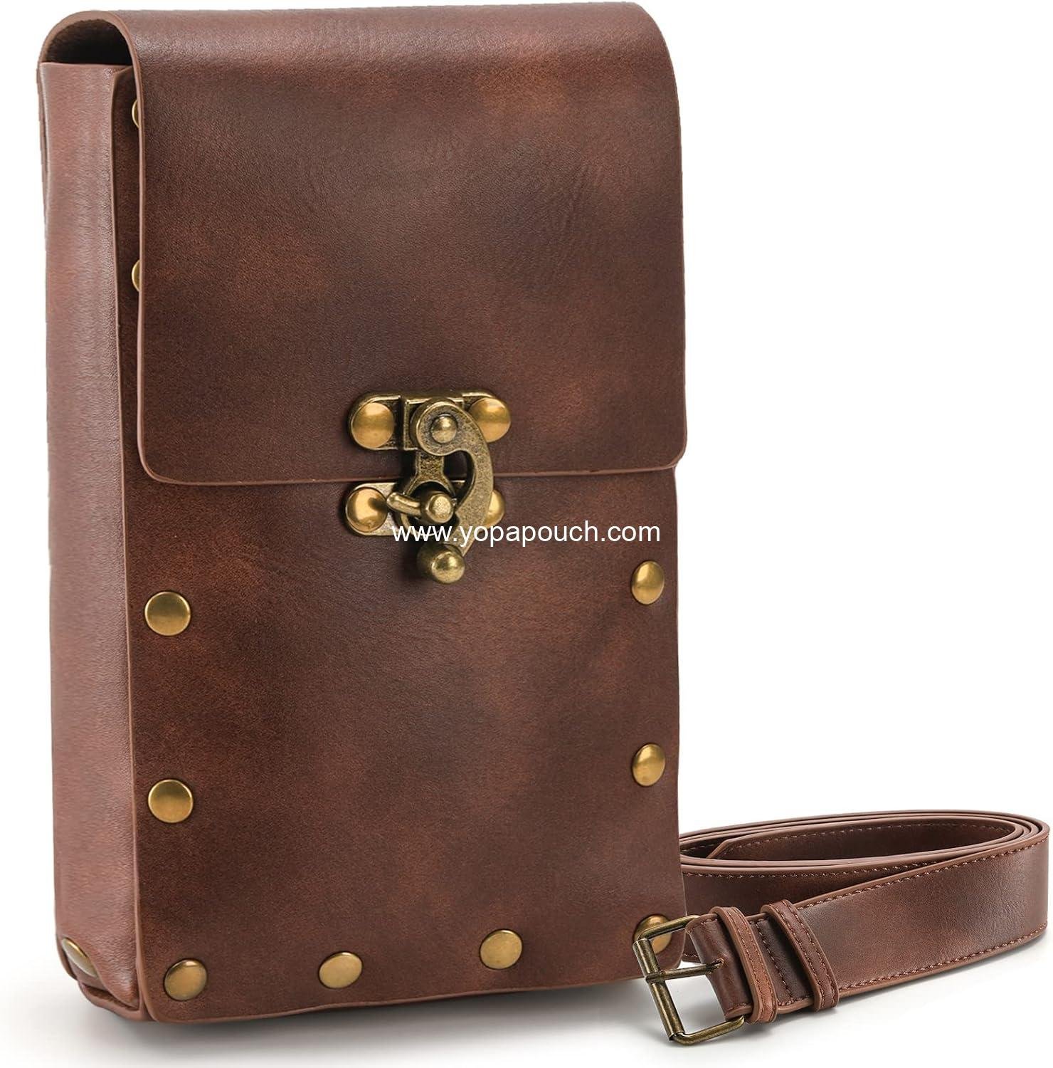 Okllen Belt Pouch Waist Bag, Vintage Leather Leather Pouch, Medieval Renaissance Costume Carry Purse Holder for Cell Phone or Other Small Projects Casual Hiking Traveling, Brown