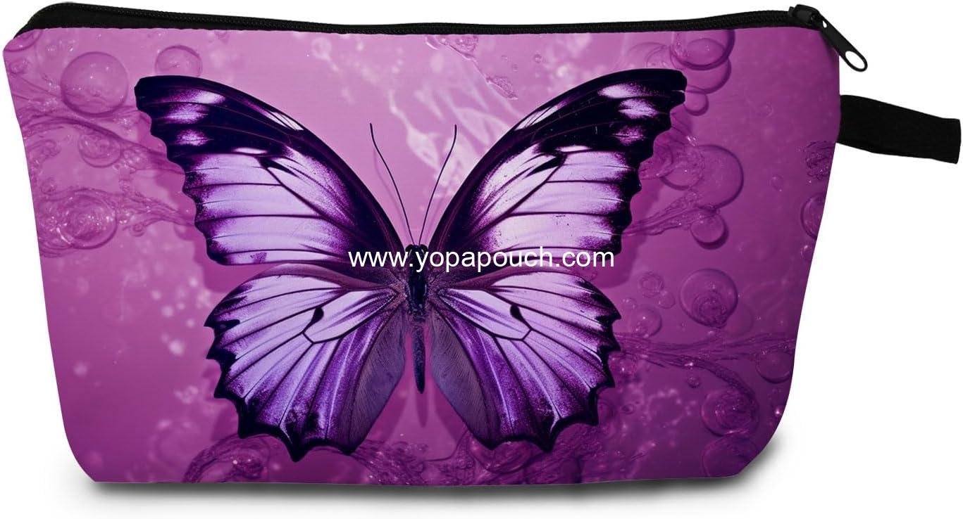 Small Butterfly Makeup Bag for Purse Cosmetic Bags for Women Travel Toiletry Bag Accessories Organizer Zipper Pouch Gift