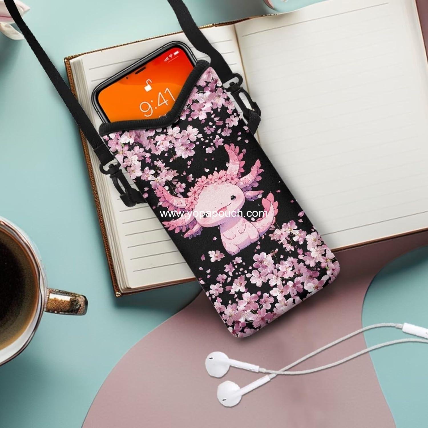 Wholesale Shockproof Neoprene Phone Bag Soft Cellphone Sleeve Pouch with Adjustable Crossbody Strap, 4 x 8 Inch - Supplier