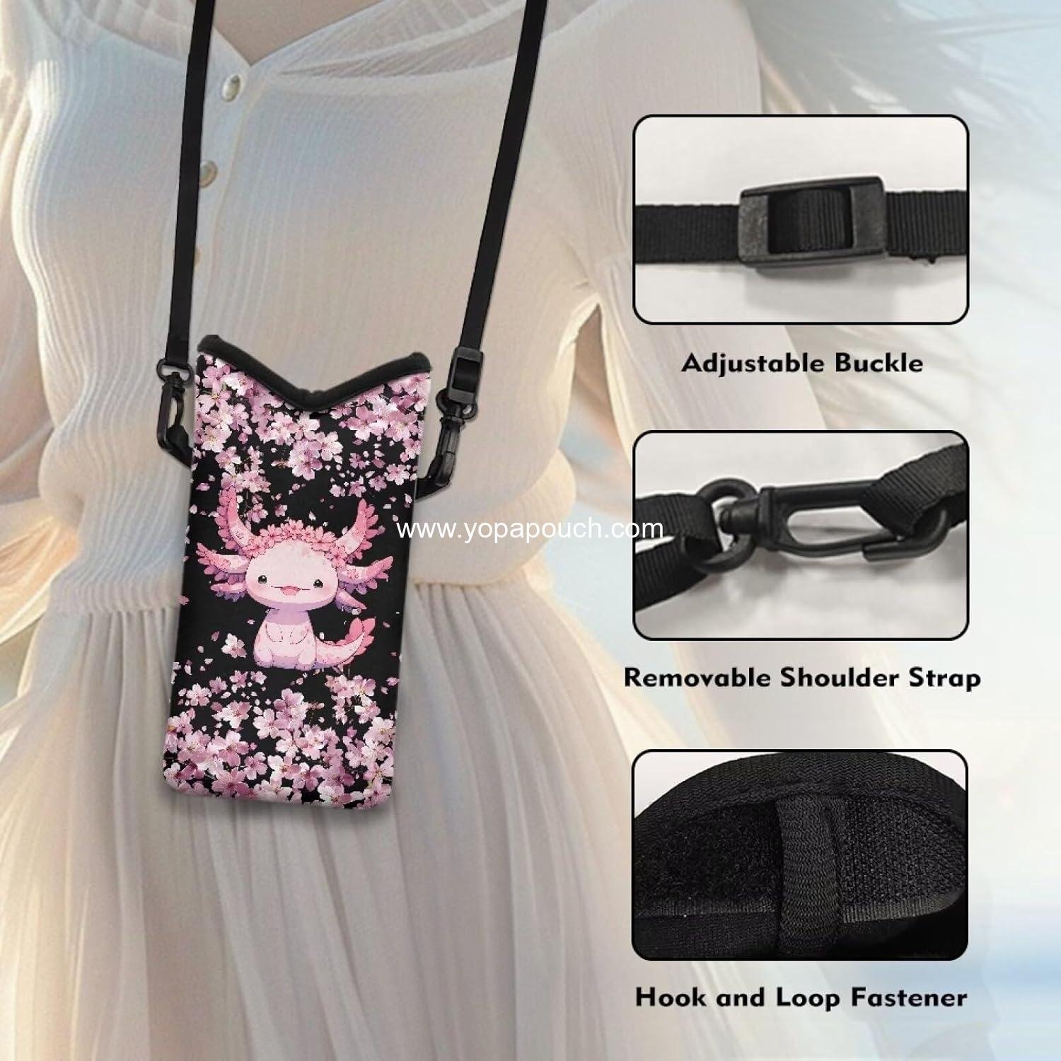 Wholesale Shockproof Neoprene Phone Bag Soft Cellphone Sleeve Pouch with Adjustable Crossbody Strap, 4 x 8 Inch - Supplier