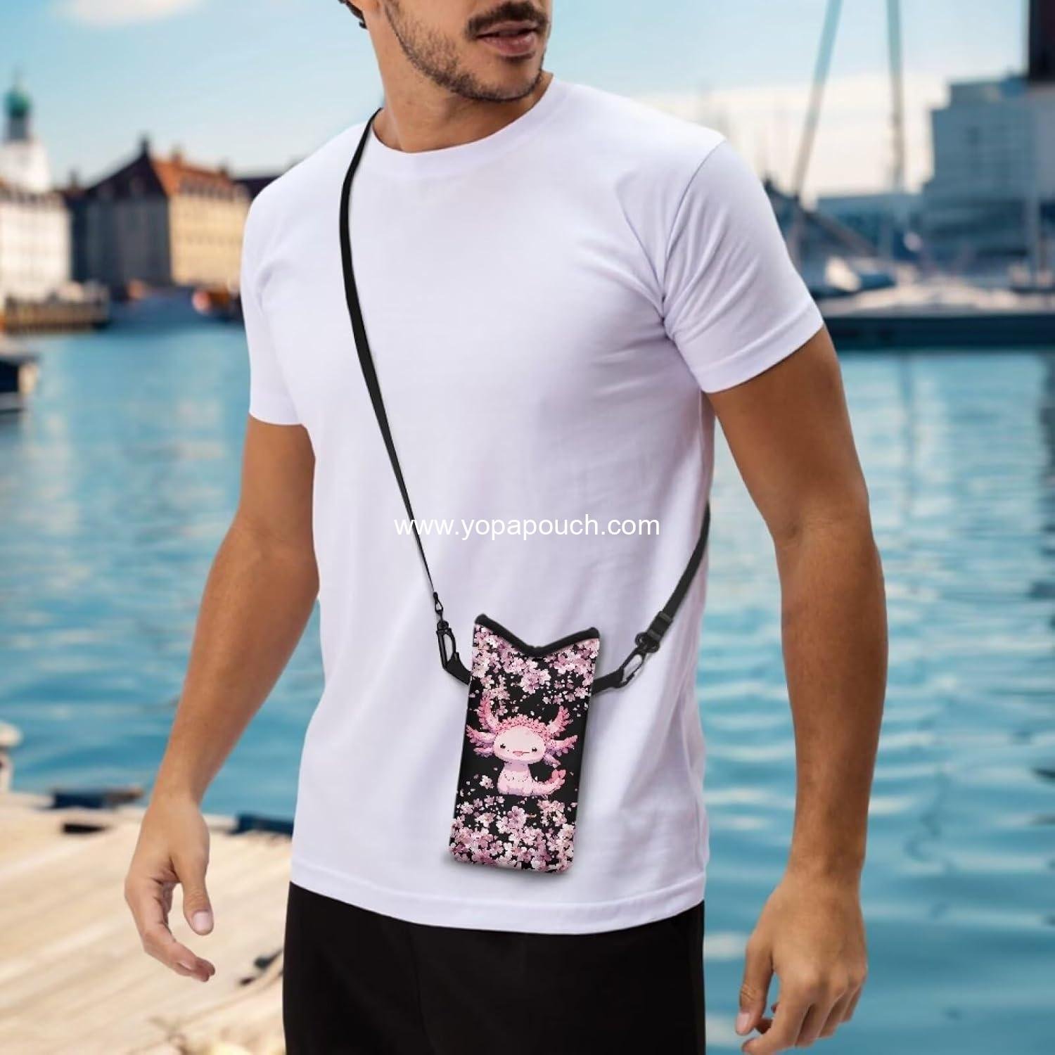 Wholesale Shockproof Neoprene Phone Bag Soft Cellphone Sleeve Pouch with Adjustable Crossbody Strap, 4 x 8 Inch - Supplier