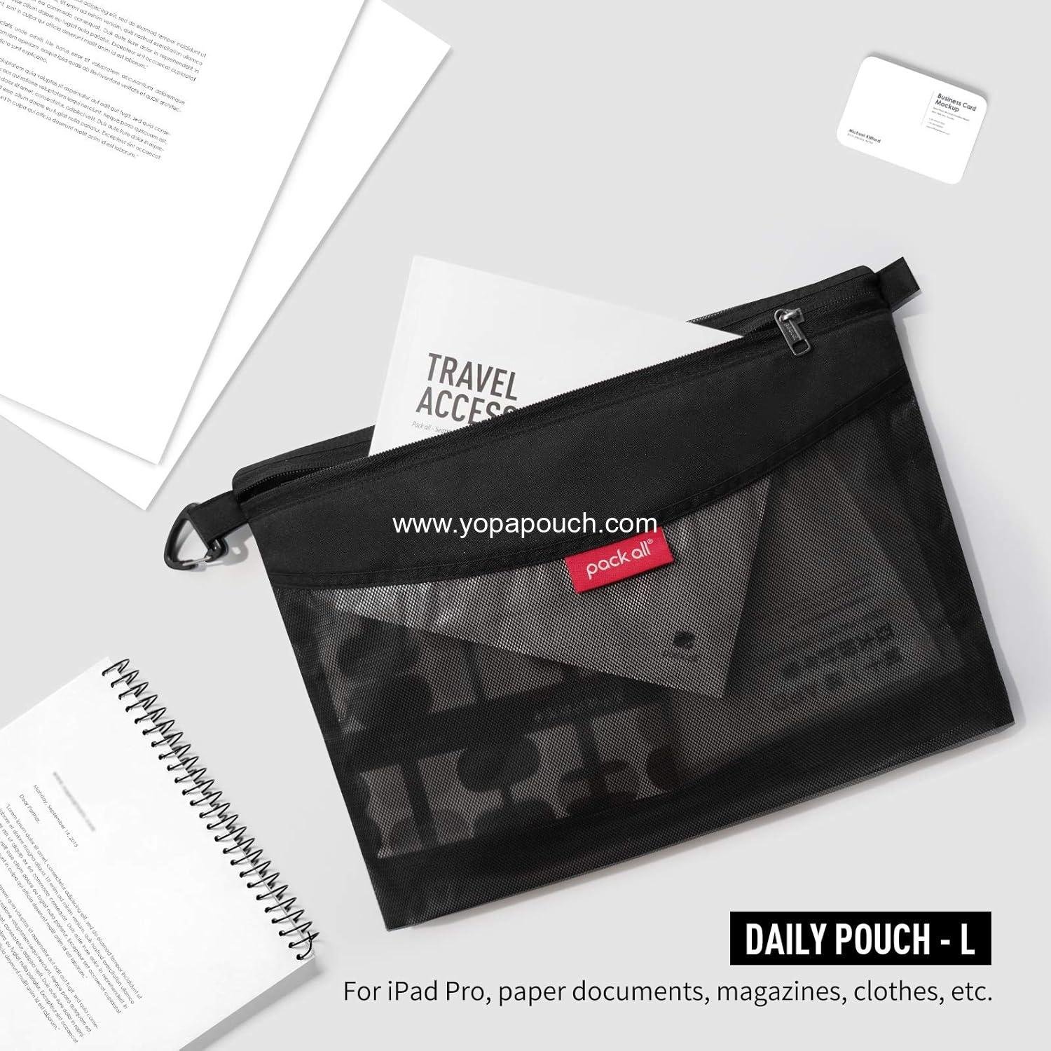 Wholesale Water-resistant Zipper Pouch, Large Mesh Storage Bags for Travel and Office (Black) - Supplier