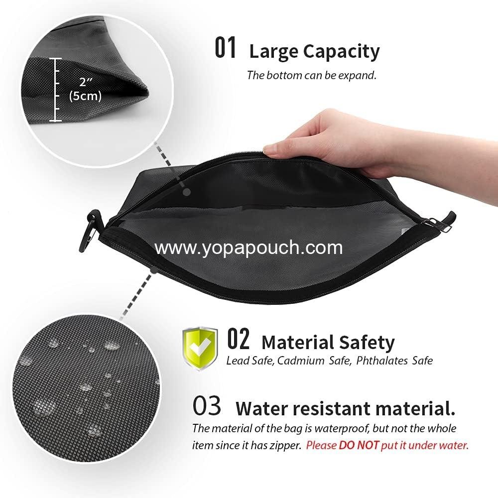 Wholesale Water-resistant Zipper Pouch, Large Mesh Storage Bags for Travel and Office (Black) - Supplier