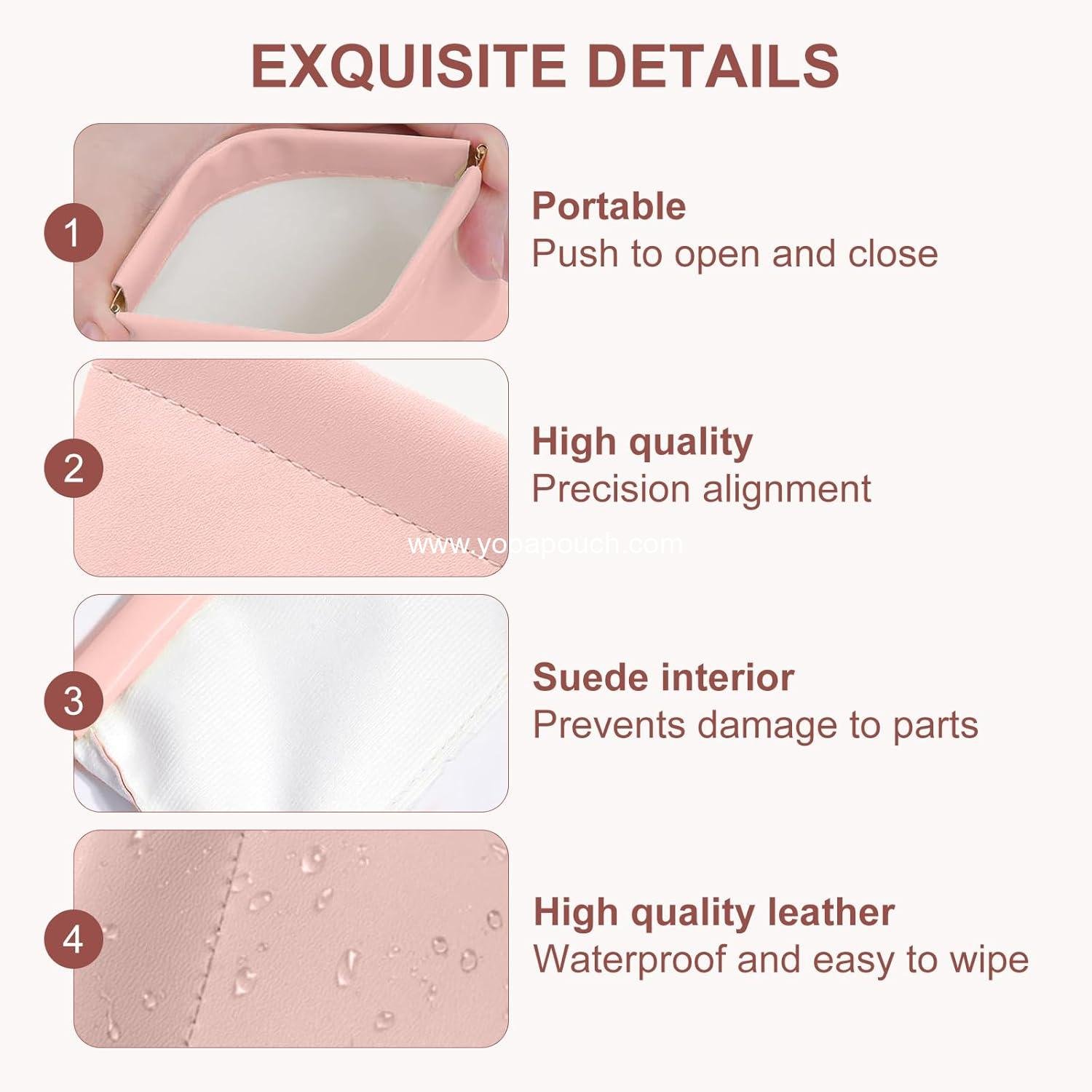 Wholesale 6 Pack Small Makeup Bags for Purse, Snap Closure Leather Organizer Pouch, Portable Mini Storage Bags in Two Sizes (Green + Pink + White) - Supplier