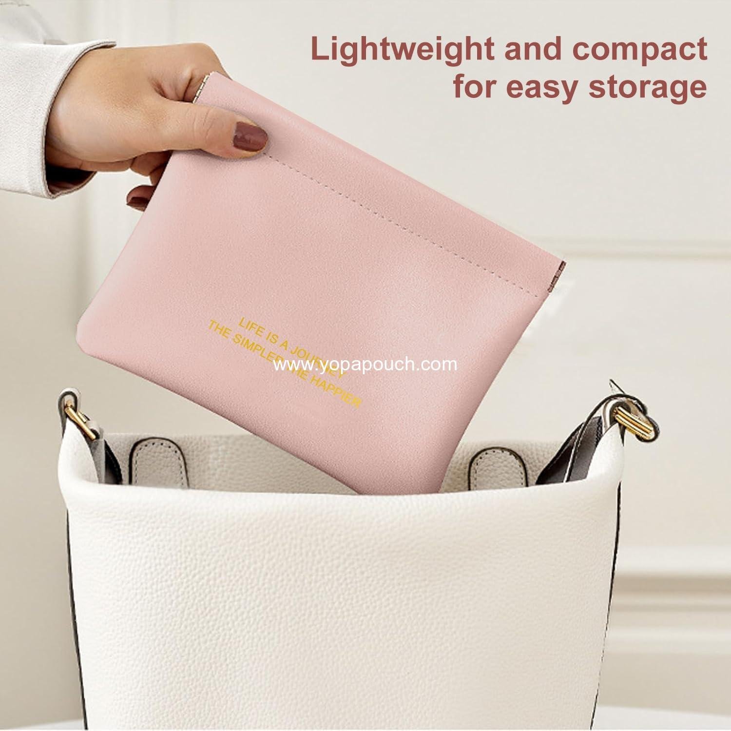 Wholesale 6 Pack Small Makeup Bags for Purse, Snap Closure Leather Organizer Pouch, Portable Mini Storage Bags in Two Sizes (Green + Pink + White) - Supplier