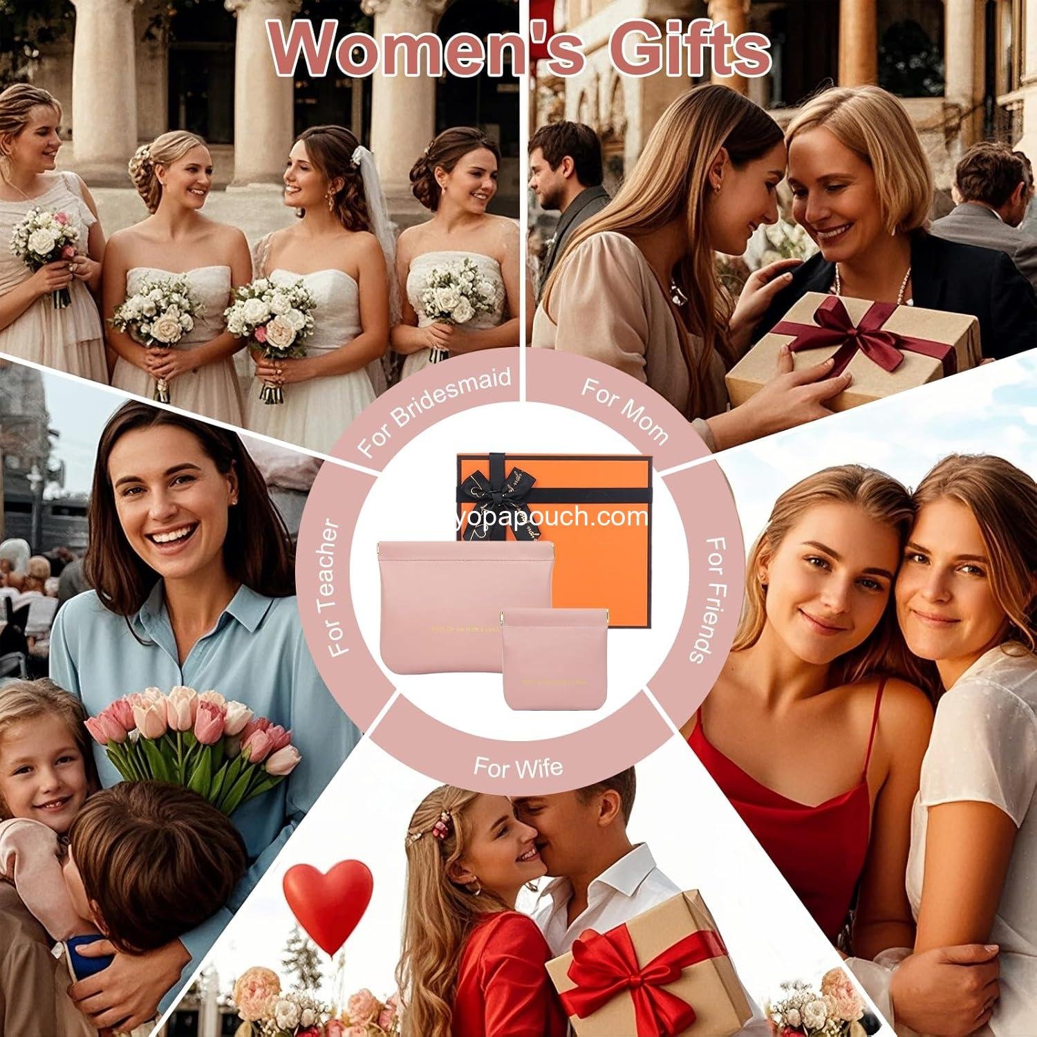 Wholesale 6 Pack Small Makeup Bags for Purse, Snap Closure Leather Organizer Pouch, Portable Mini Storage Bags in Two Sizes (Green + Pink + White) - Supplier