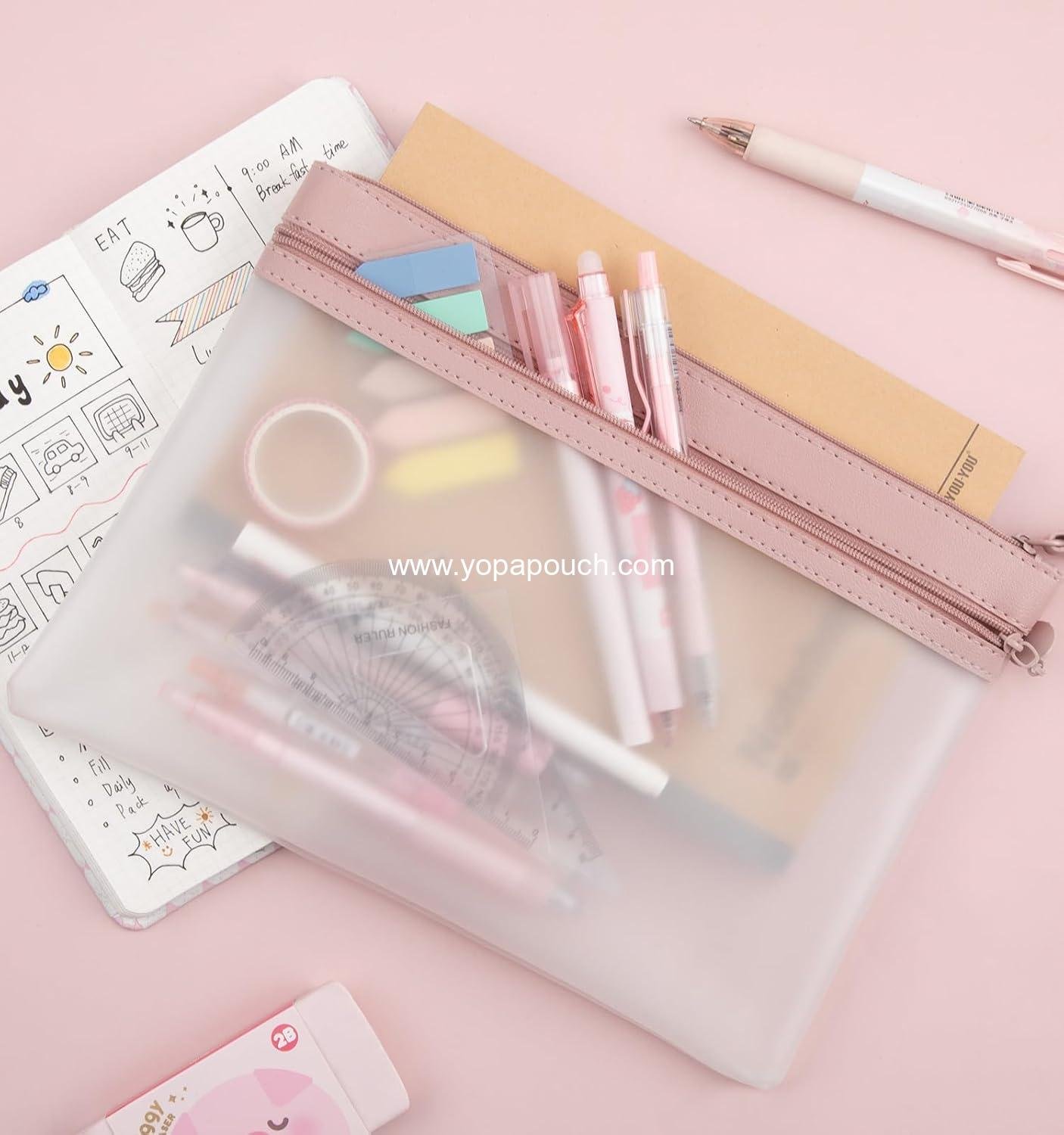 Wholesale Clear Pencil Pouch, A5 Zipper Pencil Case with Double Pockets, Large Clear Design, 3 Pack for Office, School, Makeup, Travel Accessories Supplier