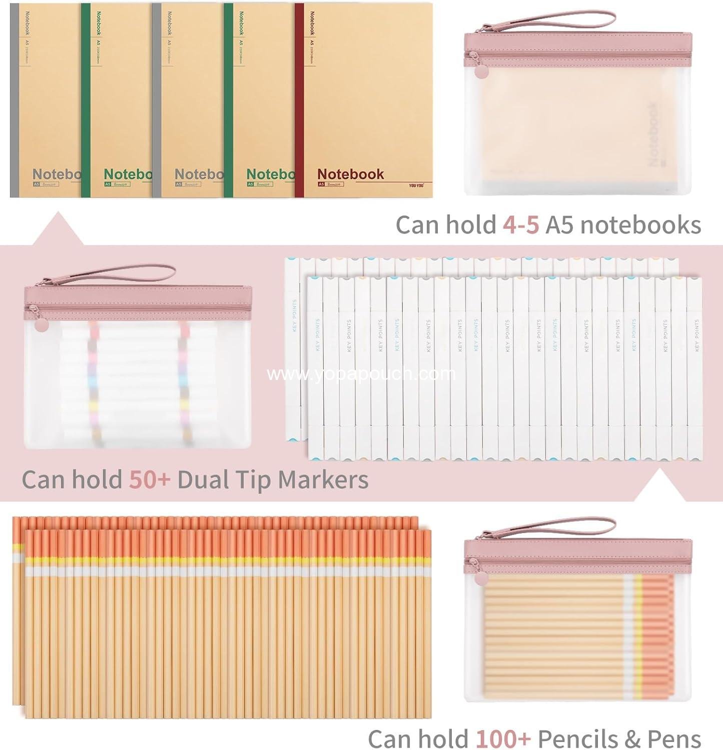 Wholesale Clear Pencil Pouch, A5 Zipper Pencil Case with Double Pockets, Large Clear Design, 3 Pack for Office, School, Makeup, Travel Accessories Supplier