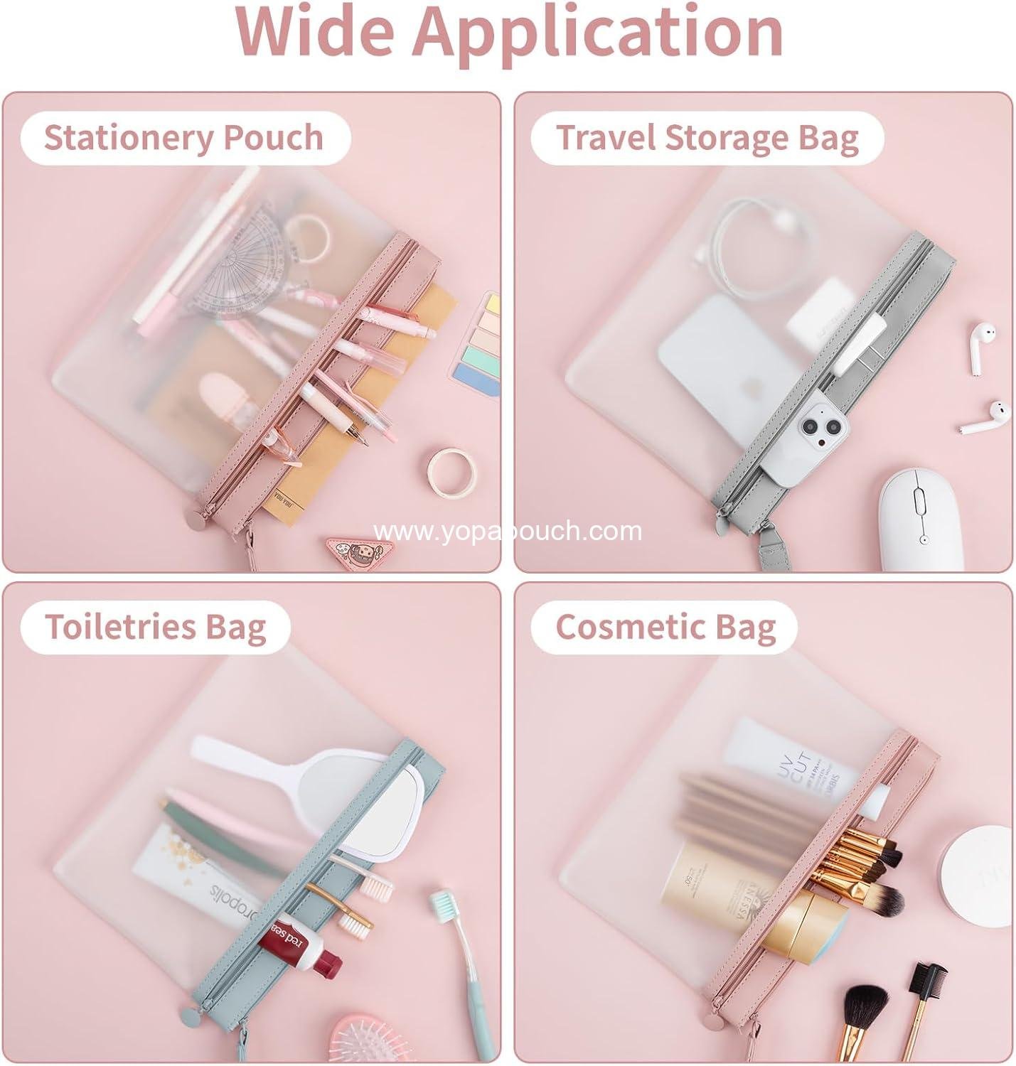 Wholesale Clear Pencil Pouch, A5 Zipper Pencil Case with Double Pockets, Large Clear Design, 3 Pack for Office, School, Makeup, Travel Accessories Supplier