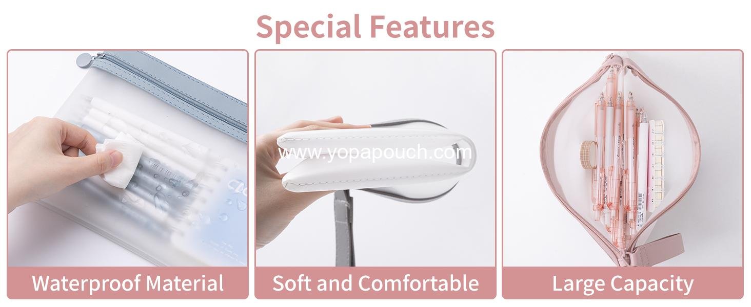 Wholesale Clear Pencil Pouch, A5 Zipper Pencil Case with Double Pockets, Large Clear Design, 3 Pack for Office, School, Makeup, Travel Accessories Supplier