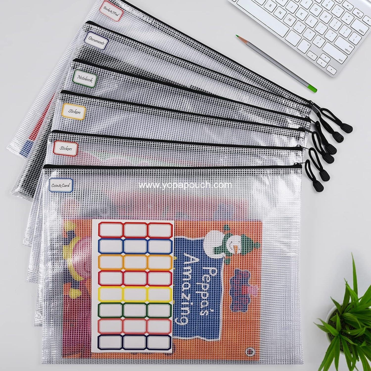 Wholesale Mesh Zipper Pouch - 6PCS Waterproof Plastic Mesh Bag - A3 Size Tear-Resistant Document Pouch - Extra Large Zip File Bags for School, Office Supplies, Home, Travel Storage (17×12 Inch) Supplier