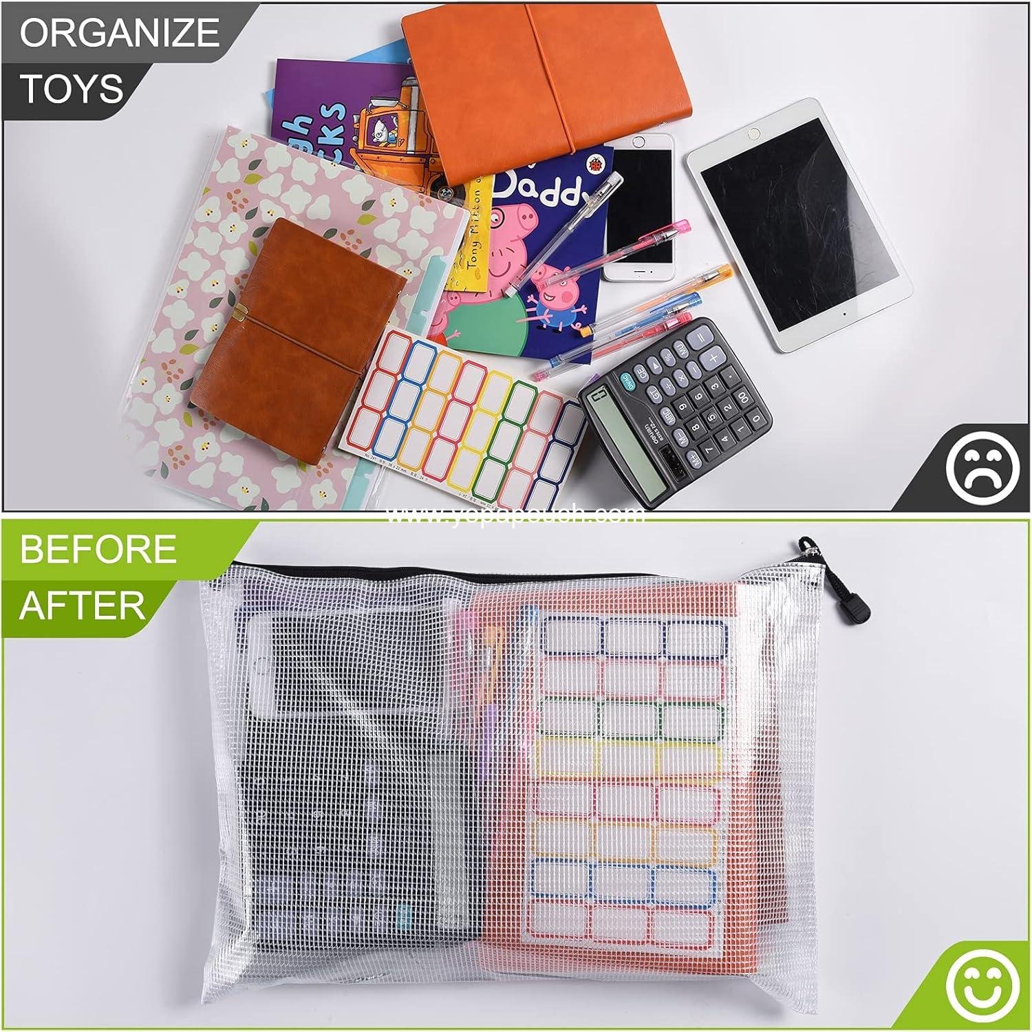 Wholesale Mesh Zipper Pouch - 6PCS Waterproof Plastic Mesh Bag - A3 Size Tear-Resistant Document Pouch - Extra Large Zip File Bags for School, Office Supplies, Home, Travel Storage (17×12 Inch) Supplier